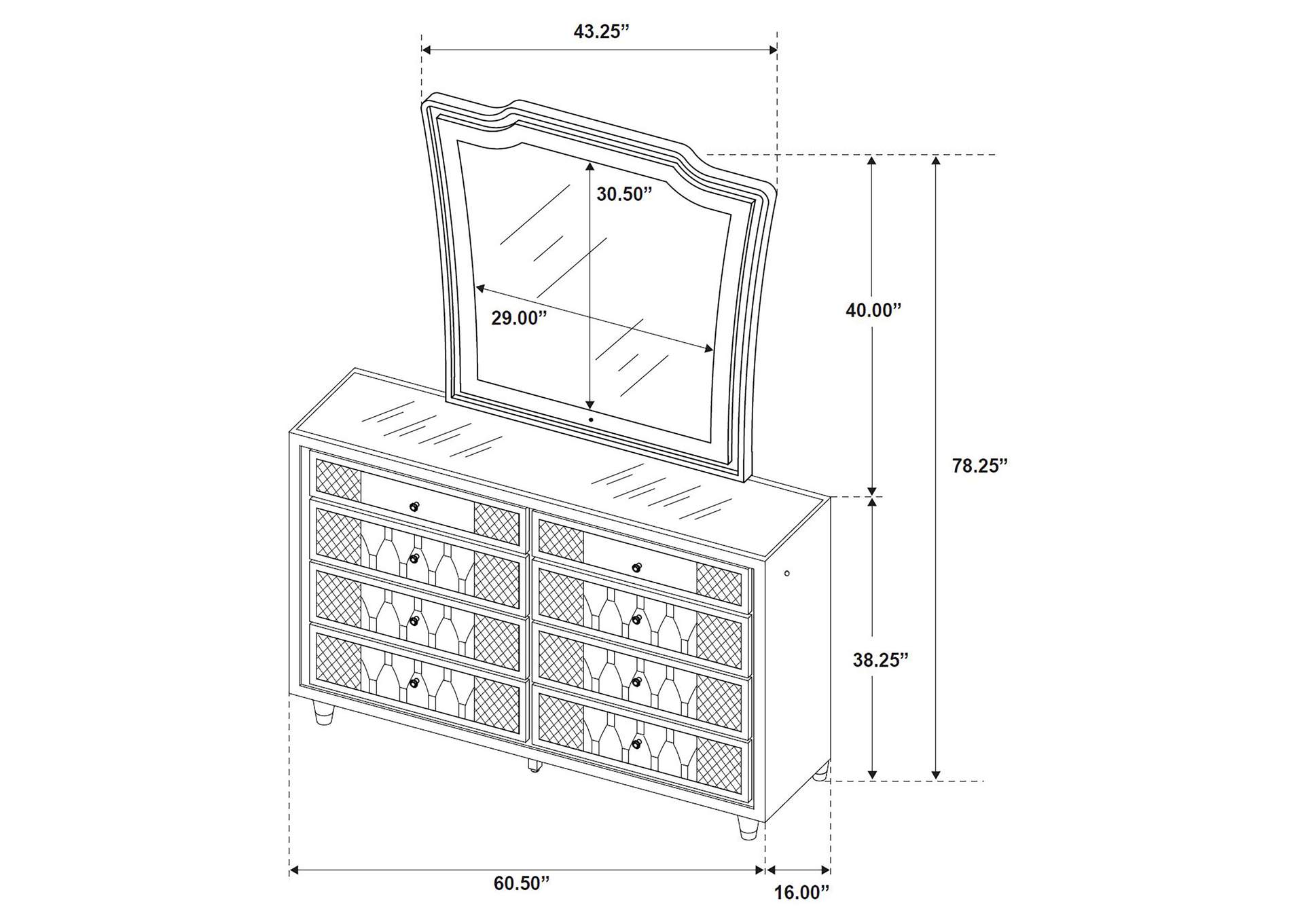 Lorient 8-drawer LED Dresser with Mirror Black image 14