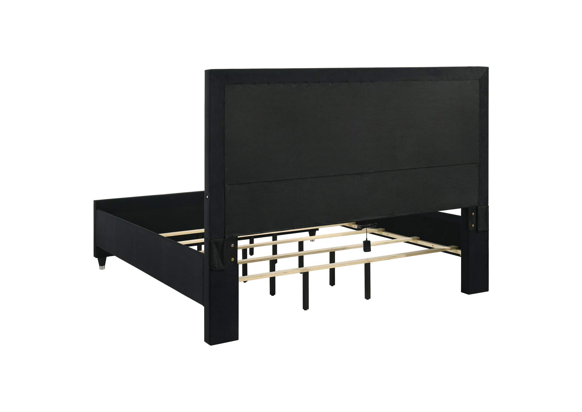 Ravenne 5-piece Velvet Upholstered Eastern King LED Bedroom Set Black image 19