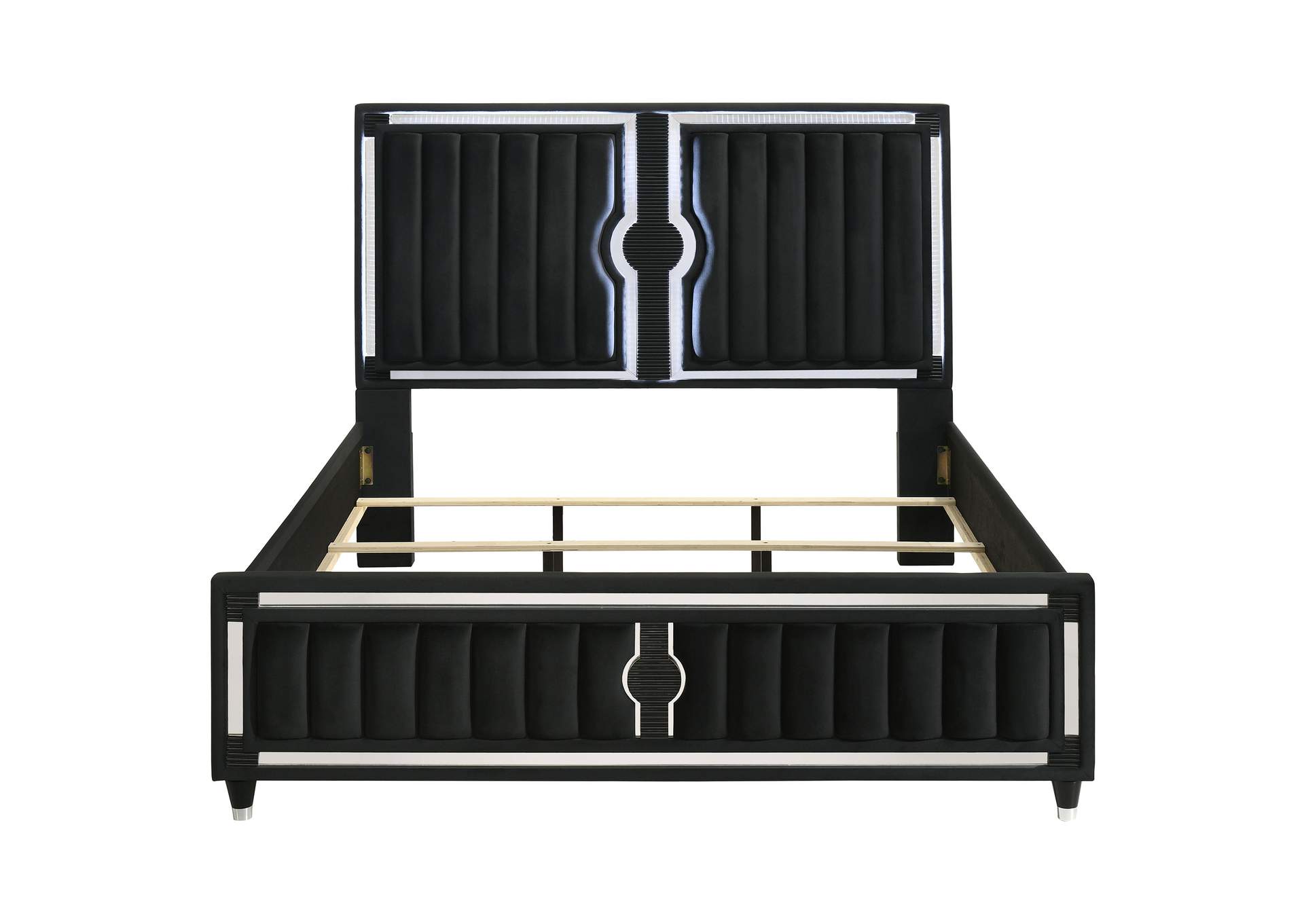 Ravenne Velvet Upholstered California King LED Panel Bed Black image 5
