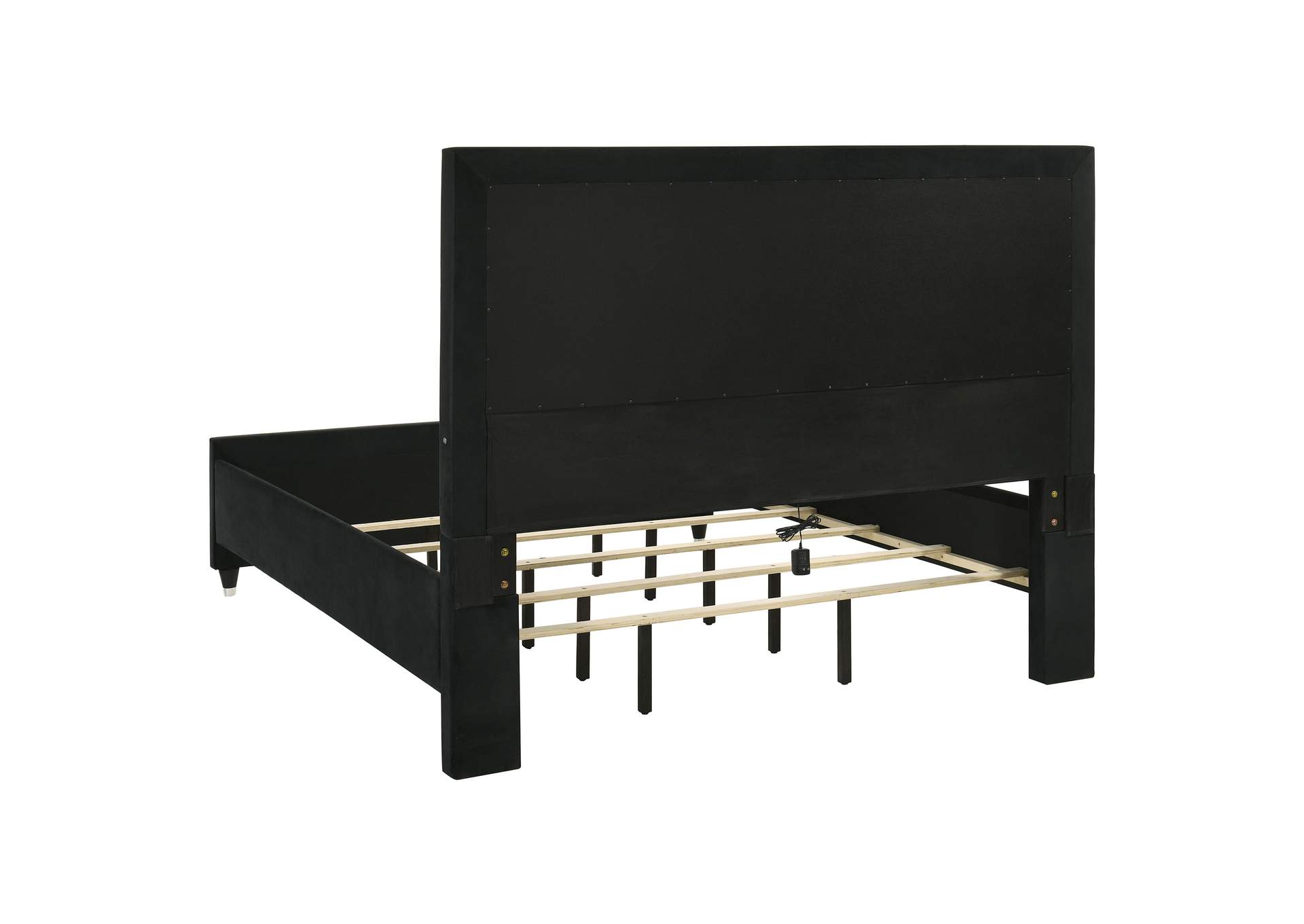 Ravenne Velvet Upholstered California King LED Panel Bed Black image 6