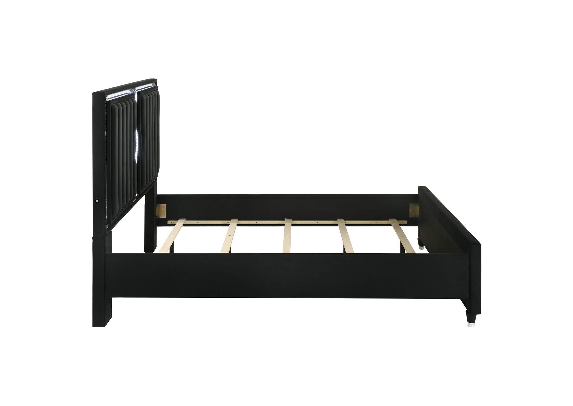 Ravenne Velvet Upholstered California King LED Panel Bed Black image 7