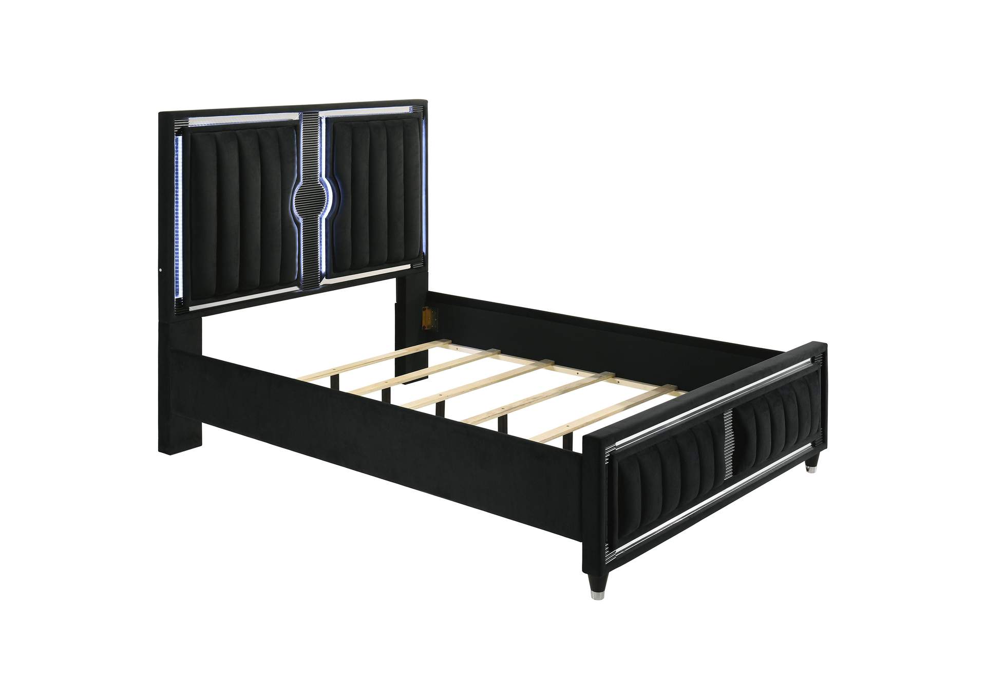 Ravenne 4-piece Velvet Upholstered Queen LED Bedroom Set Black image 20