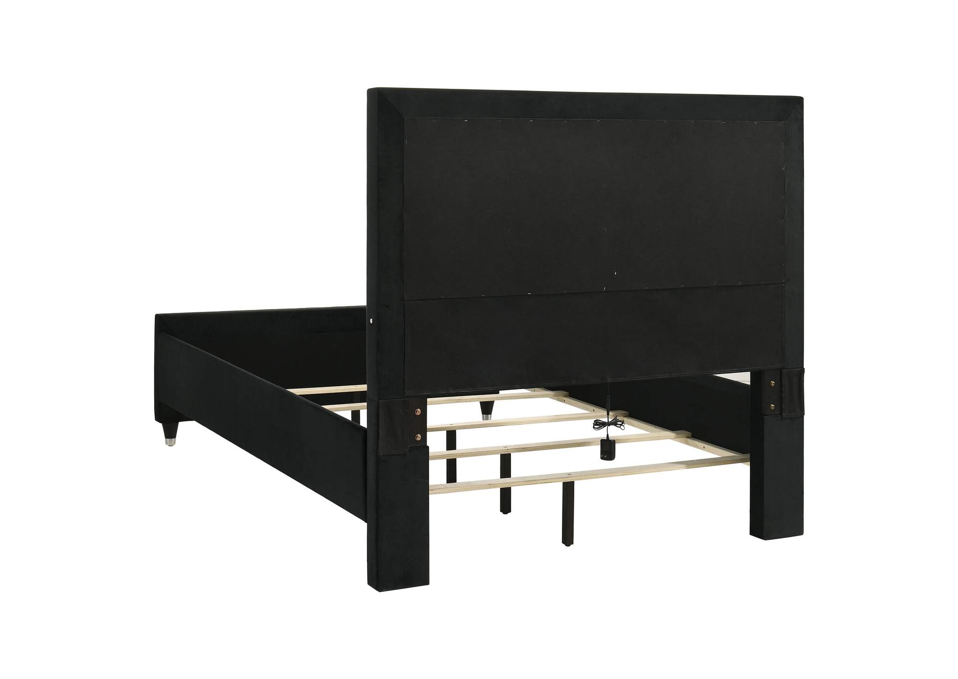 Ravenne Velvet Upholstered Queen LED Panel Bed Black image 6
