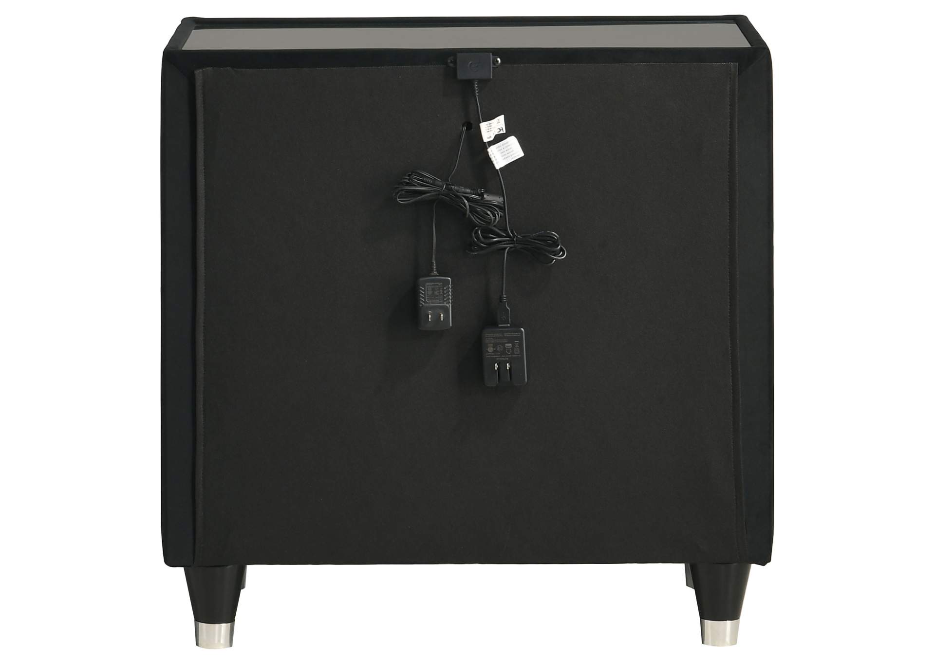Ravenne 2-drawer Velvet Upholstered LED Nightstand with USB Black image 8