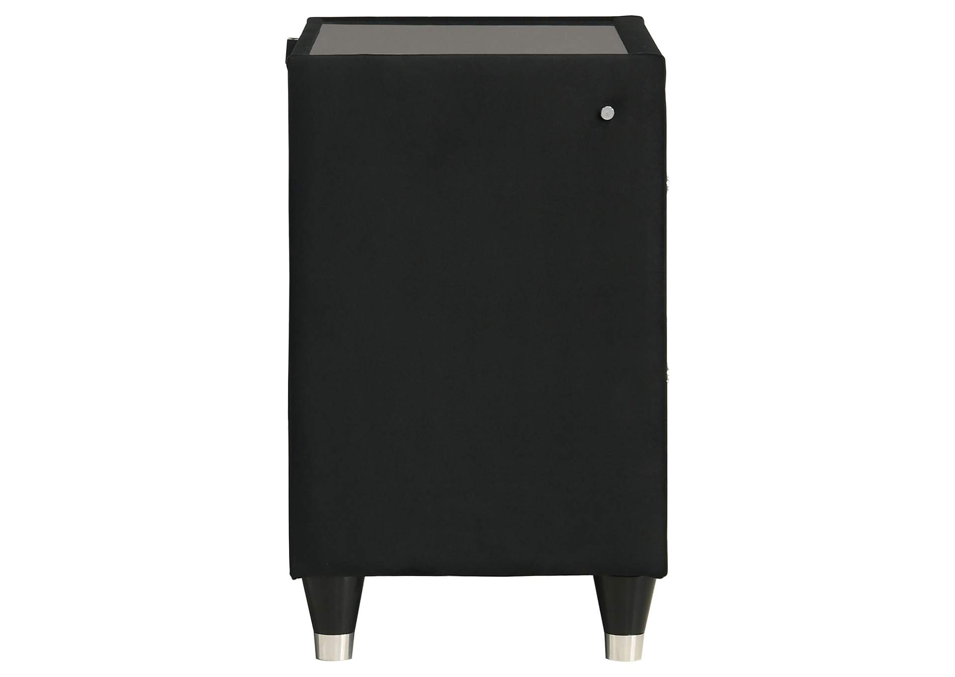 Ravenne 2-drawer Velvet Upholstered LED Nightstand with USB Black image 10