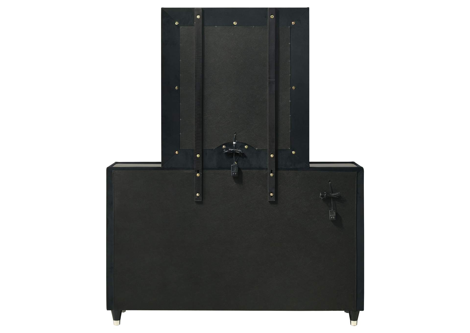 Ravenne 8-drawer Velvet Upholstered LED Dresser and Mirror Black image 8