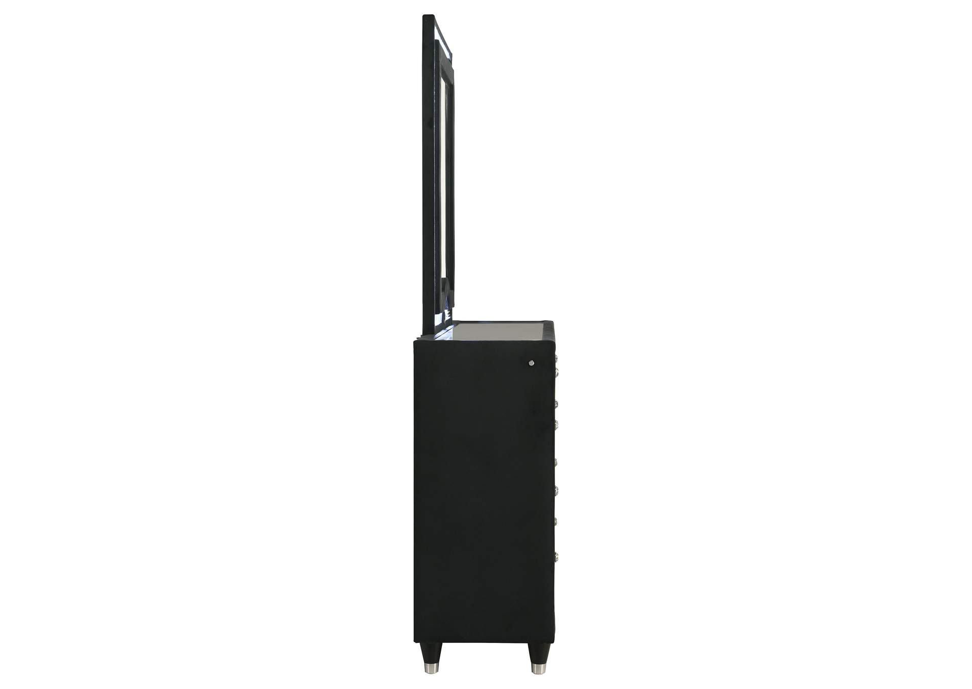 Ravenne 8-drawer Velvet Upholstered LED Dresser and Mirror Black image 10
