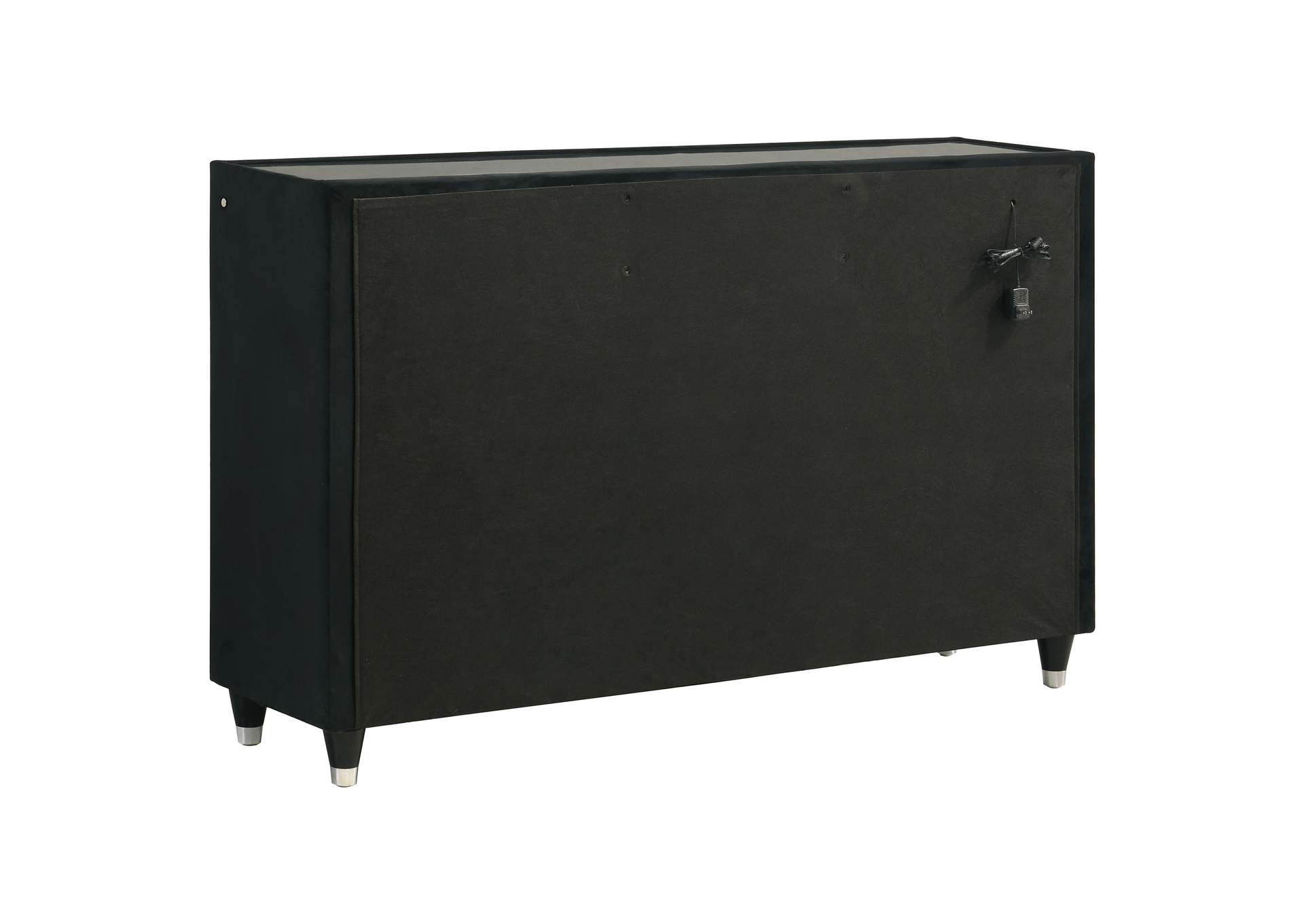 Ravenne 8-drawer Velvet Upholstered LED Dresser Cabinet Black image 7