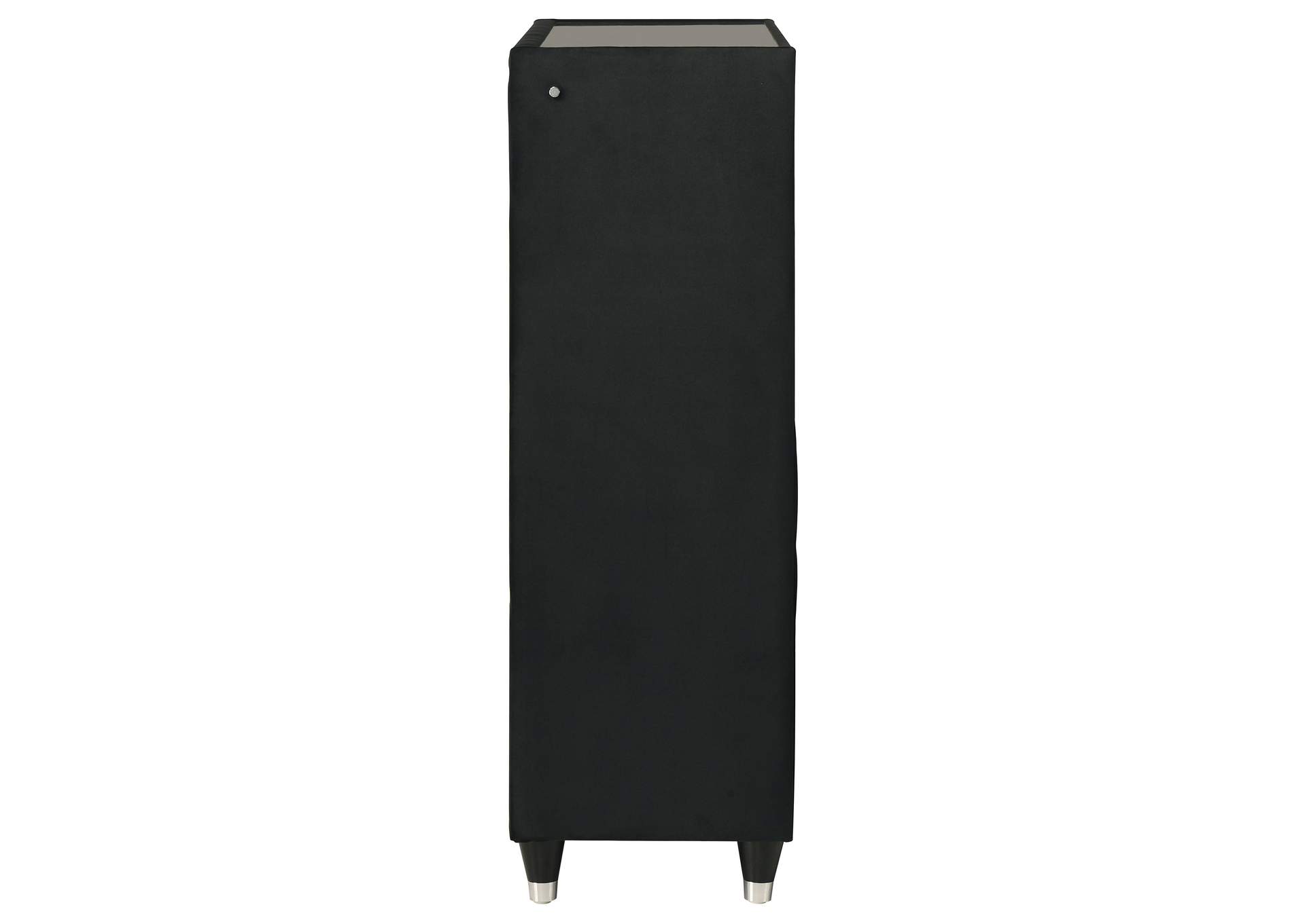 Ravenne 5-drawer Velvet Upholstered LED Chest of Drawers Black image 6