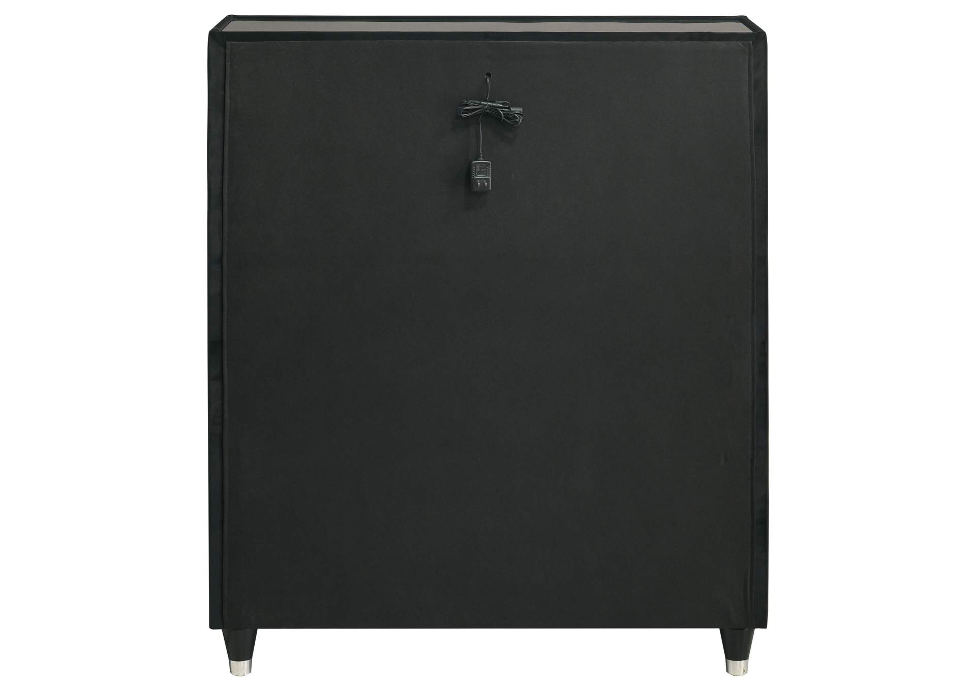 Ravenne 5-drawer Velvet Upholstered LED Chest of Drawers Black image 8