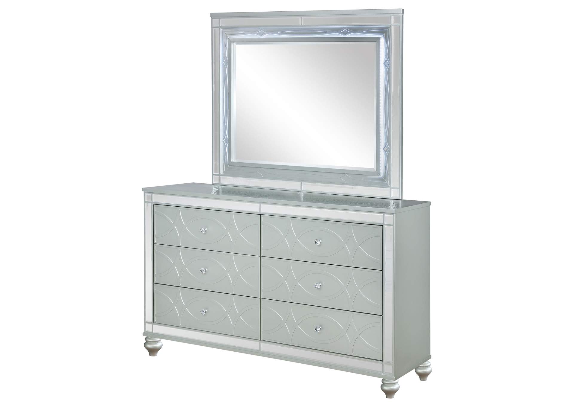 Gunnison 6-drawer Dresser with Mirror Silver Metallic