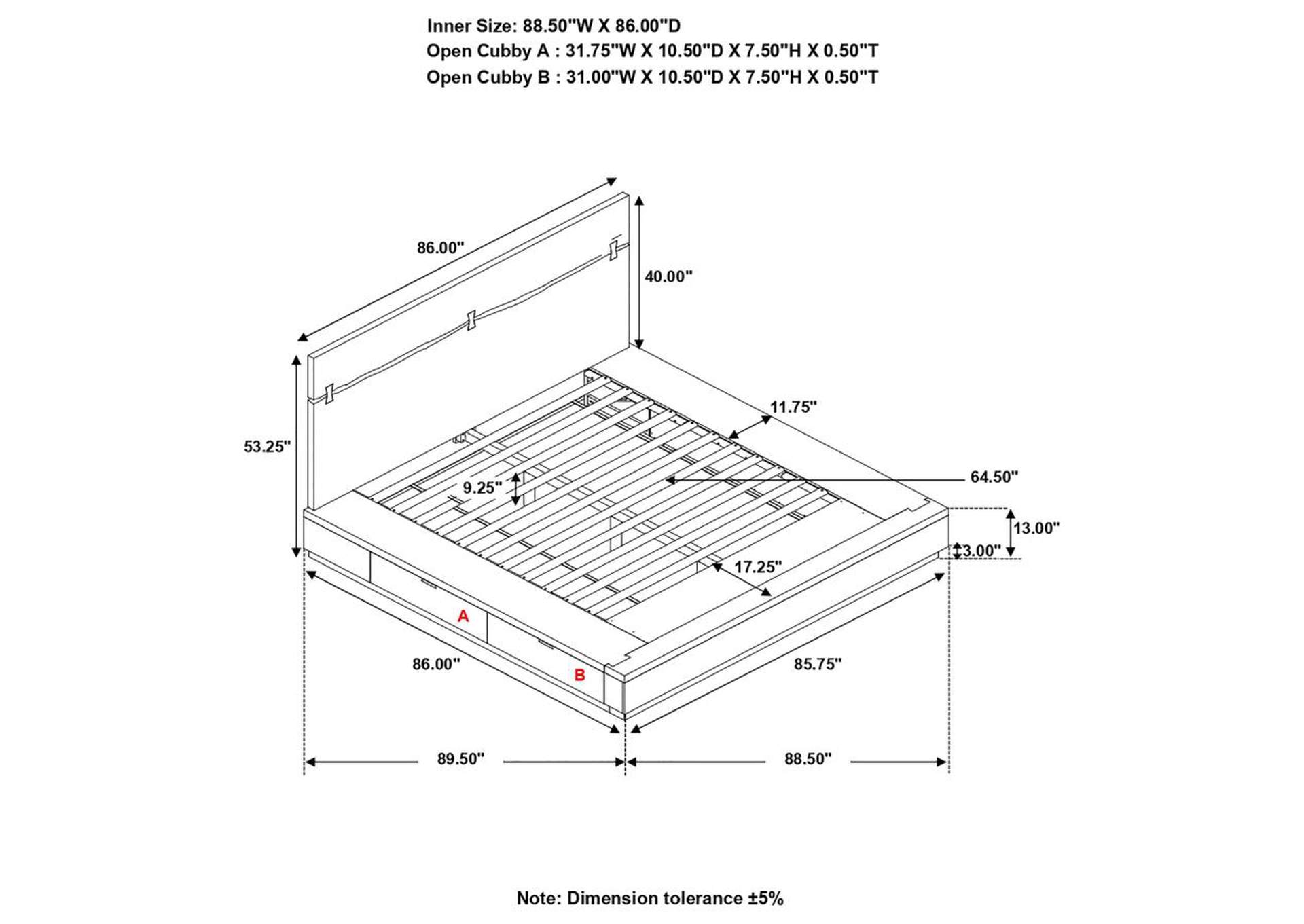 Winslow Storage Eastern King Bed Smokey Walnut and Coffee Bean