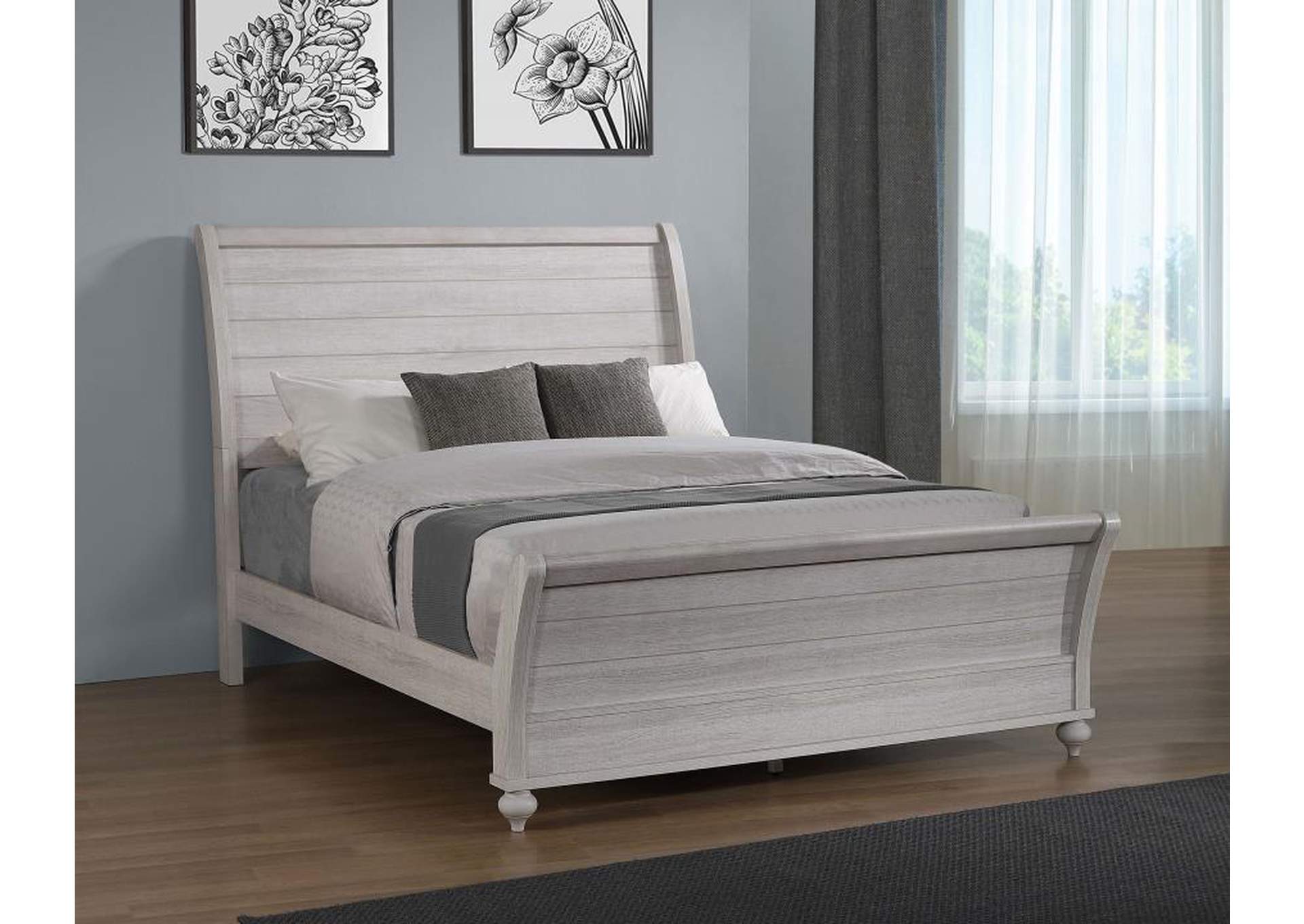 Stillwood California King Sleigh Panel Bed Vintage Linen