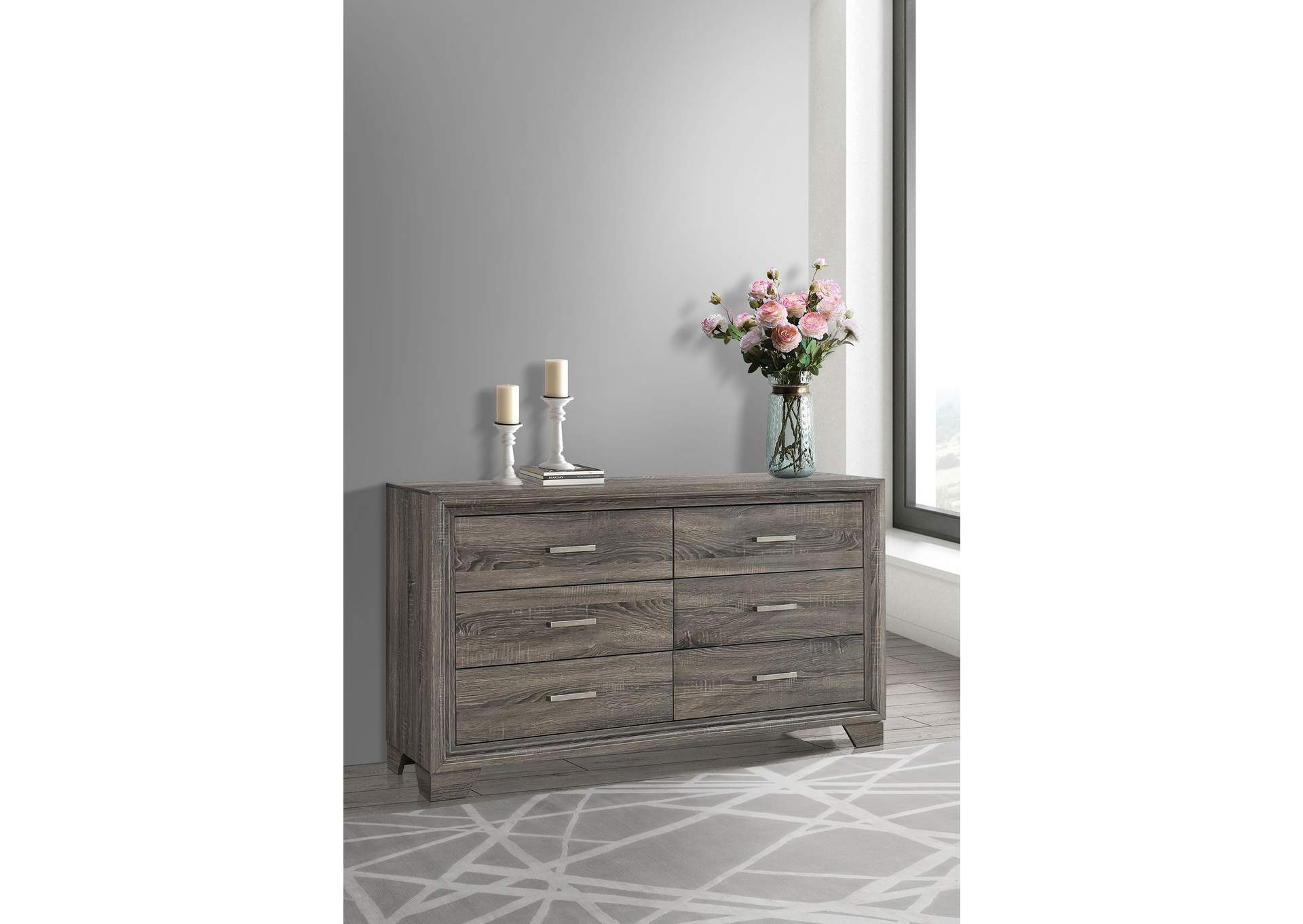Wright 6-drawer Dresser Cabinet Brown Oak