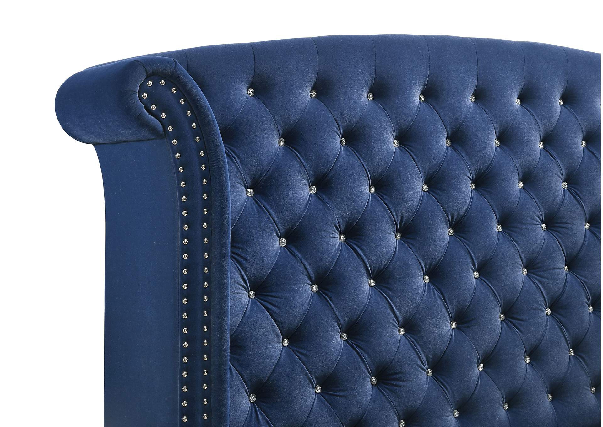 Melody Upholstered Eastern King Wingback Bed Pacific Blue image 8