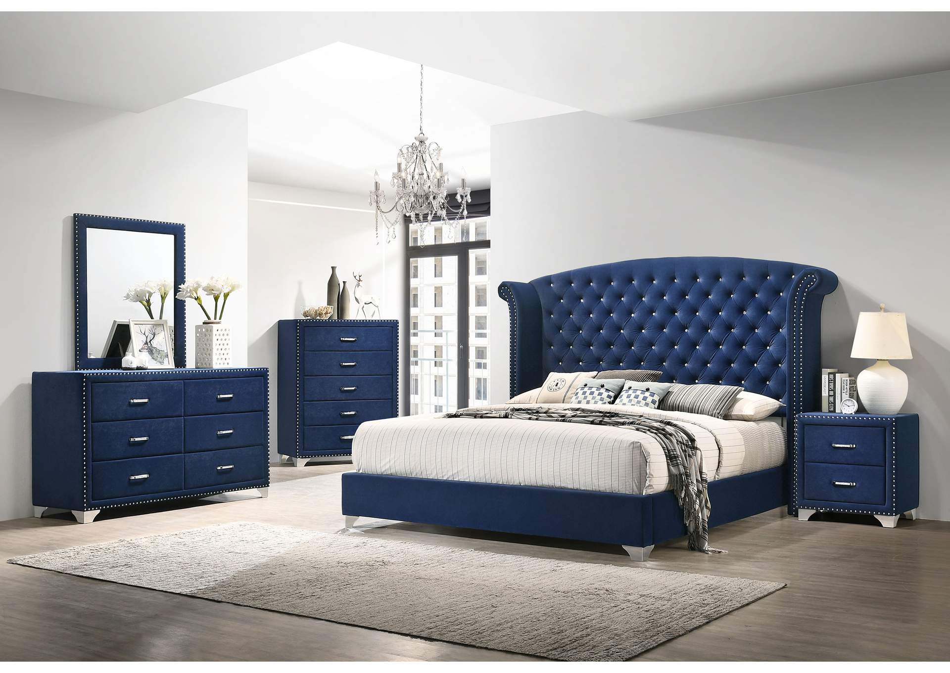 Melody Upholstered 2-drawer Nightstand Pacific Blue image 15