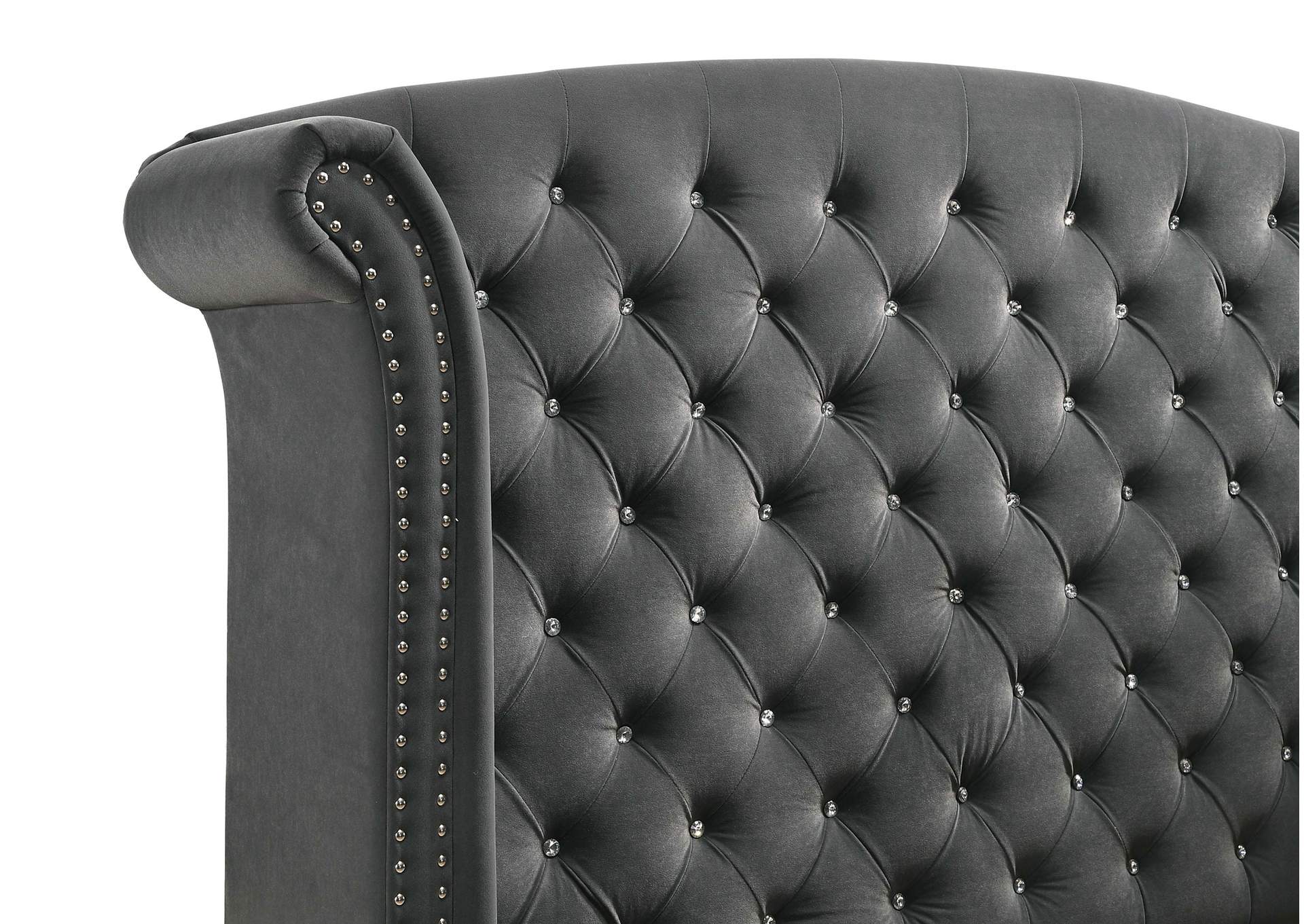 Melody California King Wingback Upholstered Bed Grey