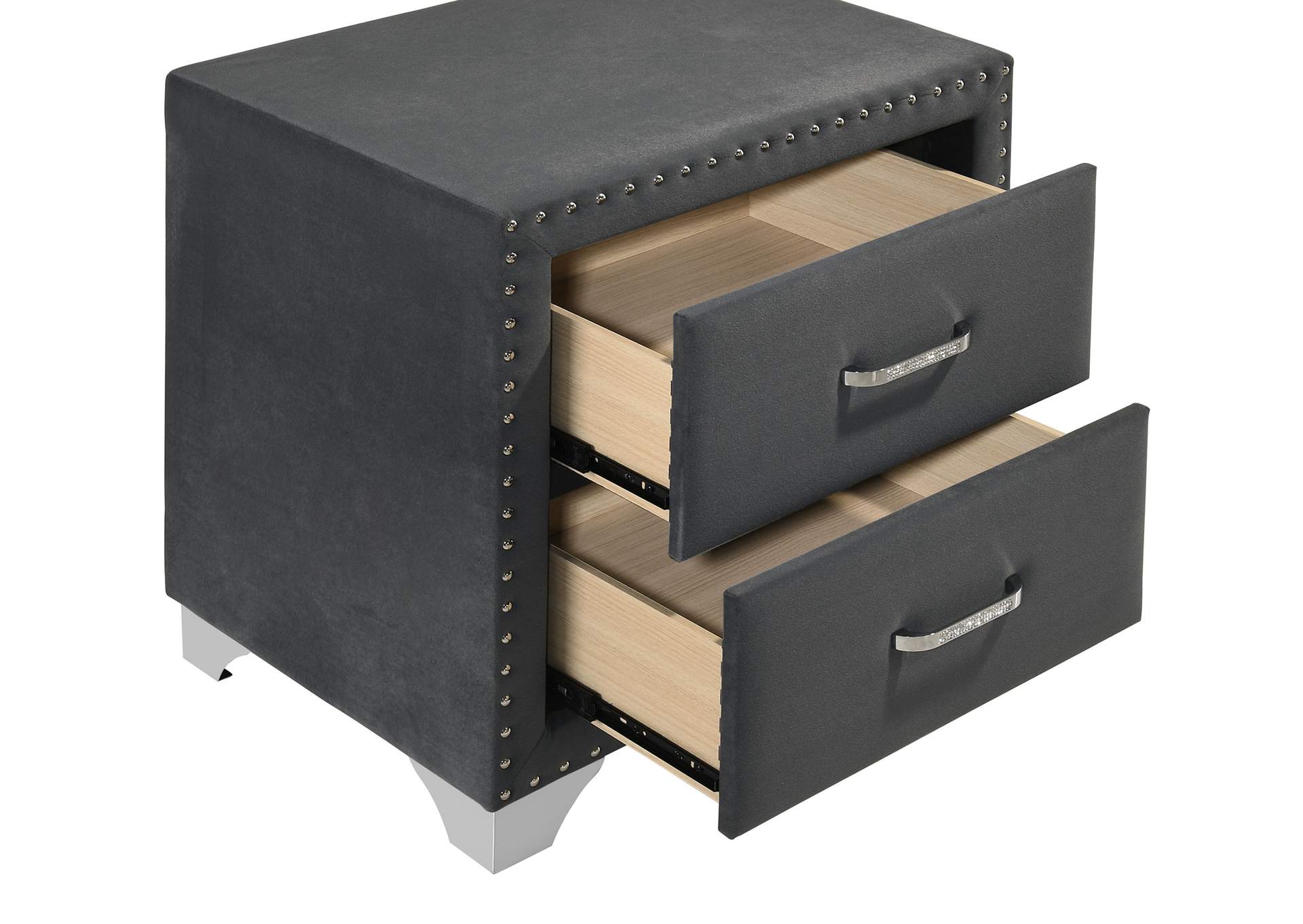 Melody Upholstered 2-drawer Nightstand Grey image 11