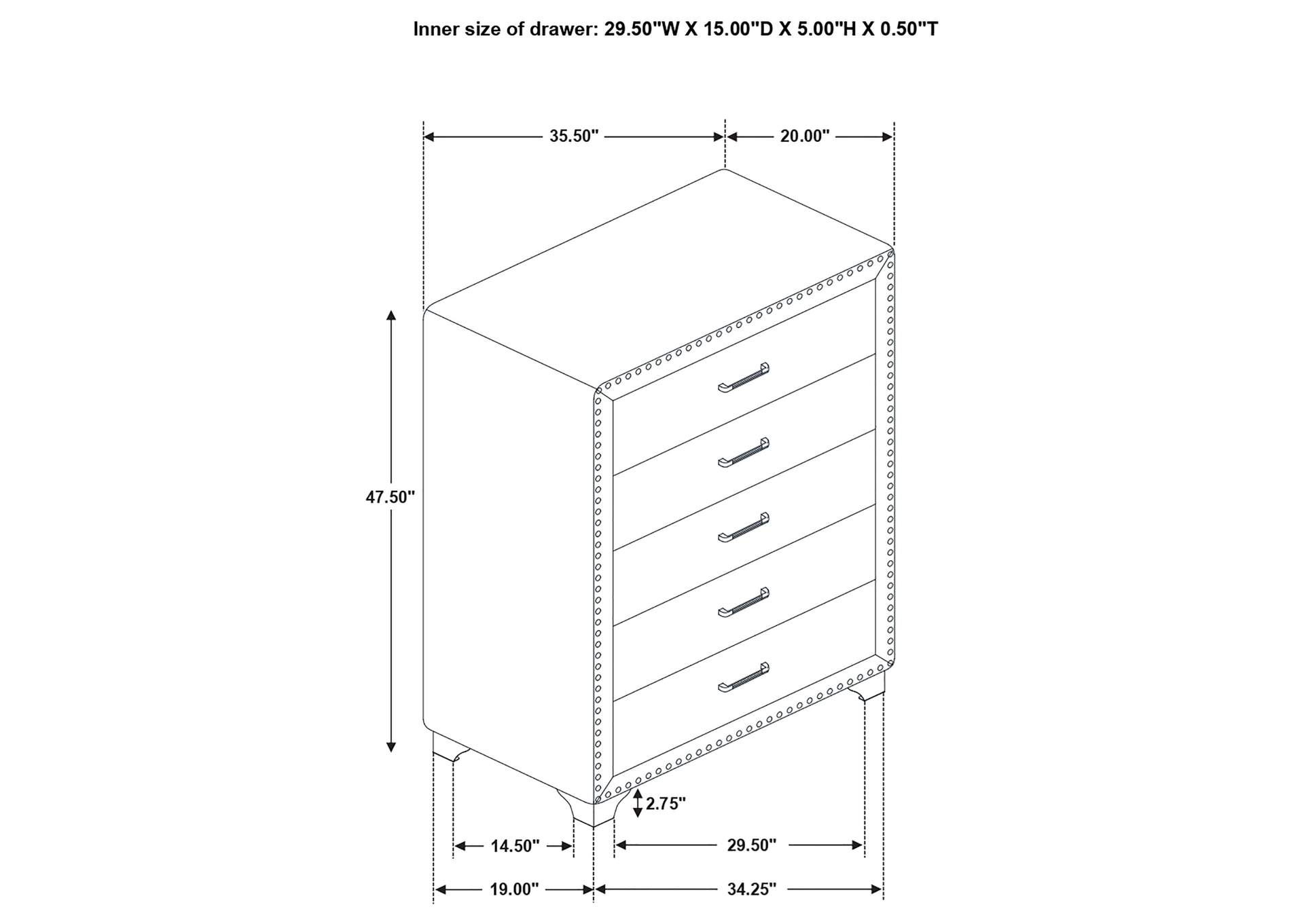 Melody Upholstered 2-drawer Nightstand Grey image 14