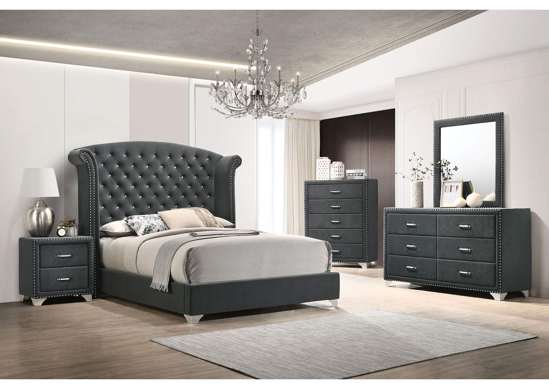 Melody Upholstered 2-drawer Nightstand Grey image 15