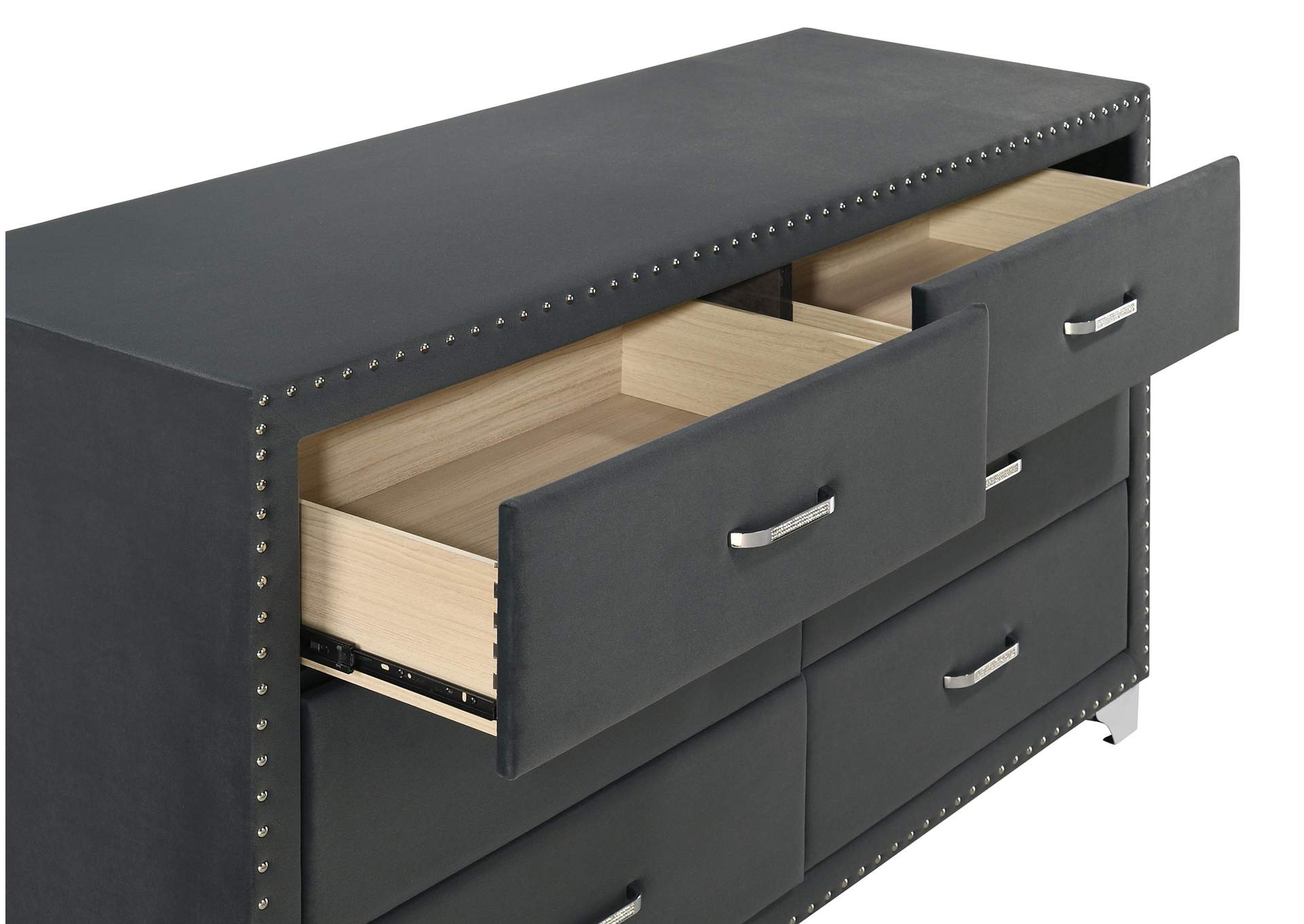 Melody 6-drawer Upholstered Dresser Grey image 11