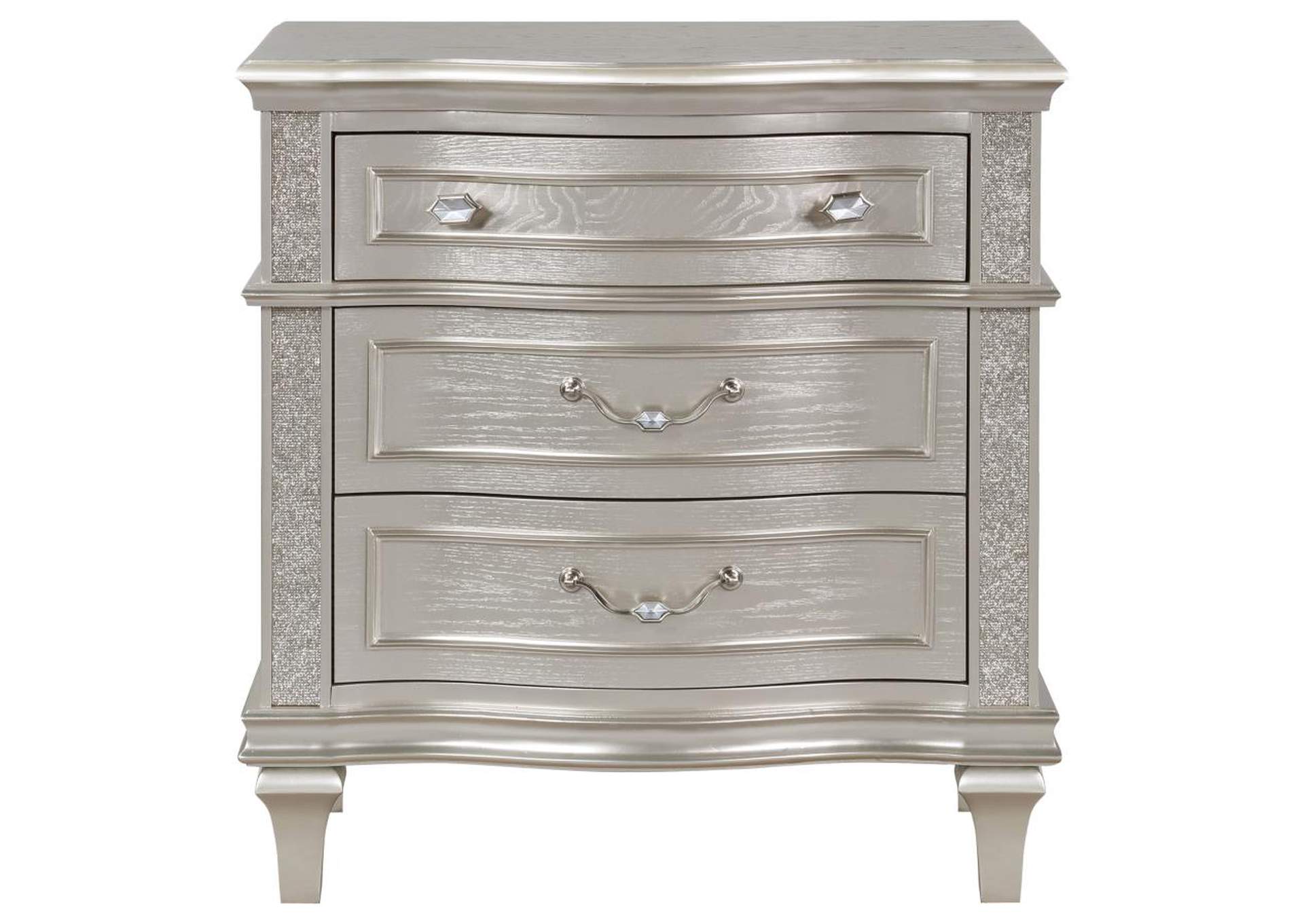 Evangeline 3Drawer Nightstand Silver Oak