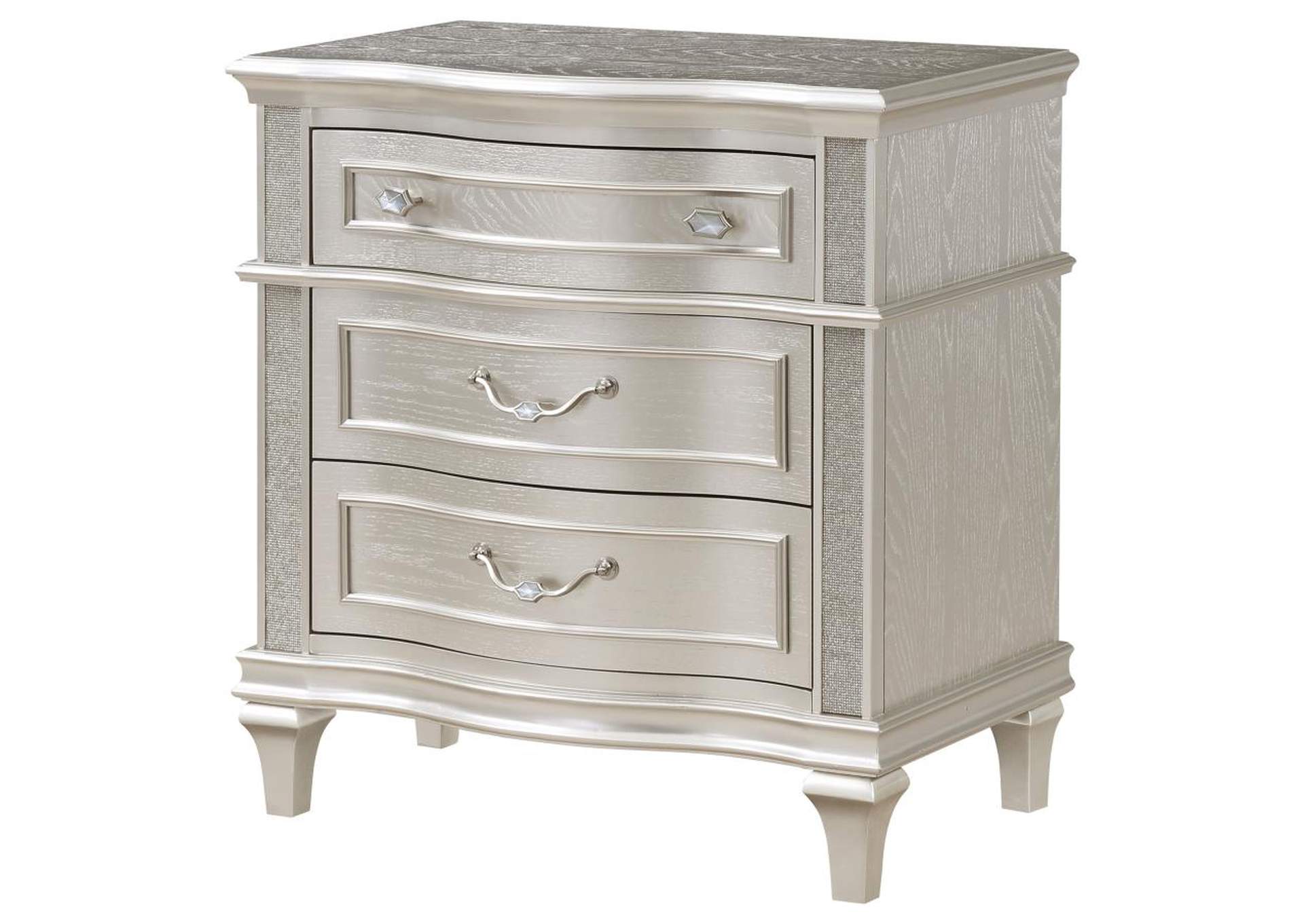 Evangeline 3Drawer Nightstand Silver Oak