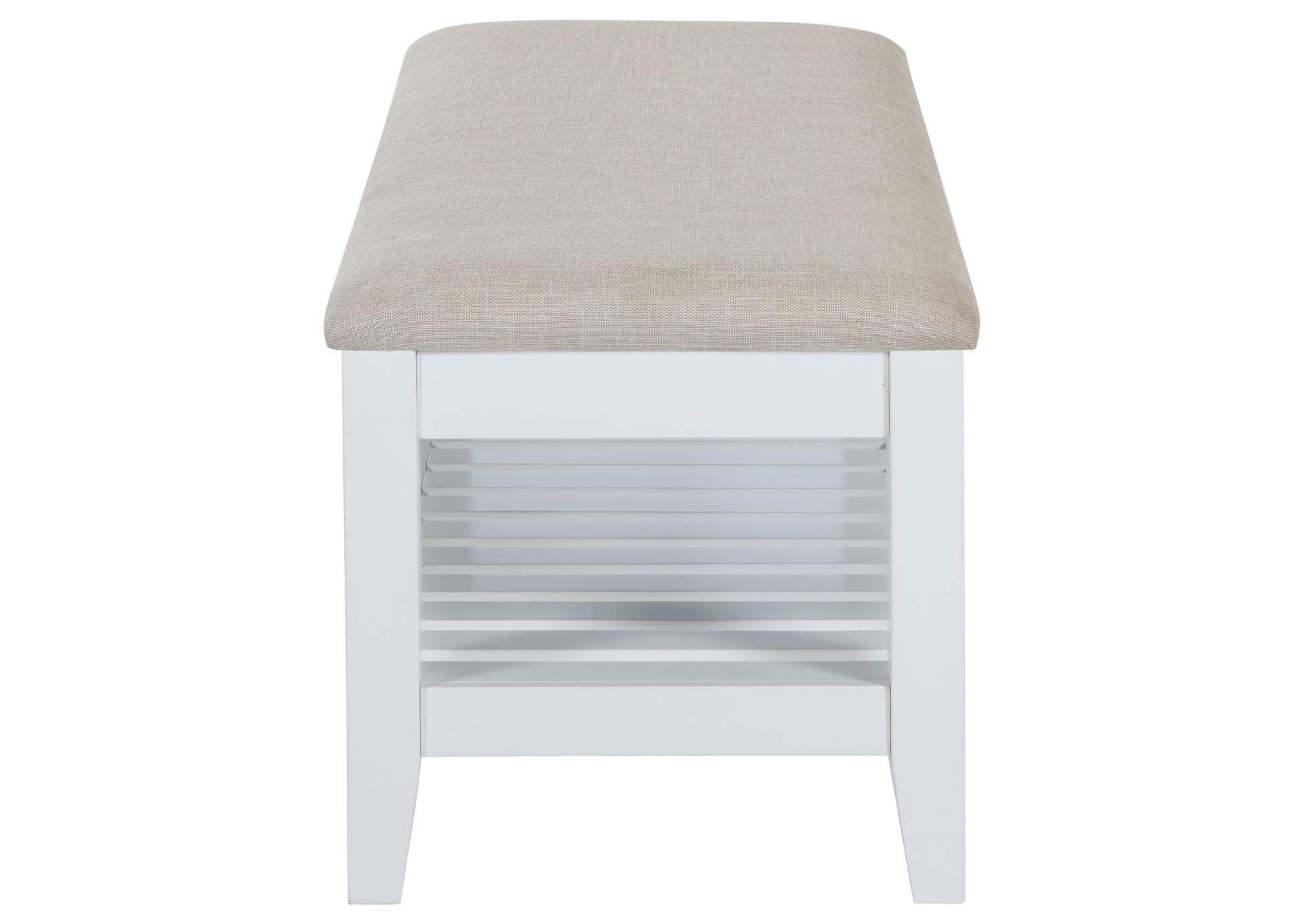 Bexhill Upholstered Rectangular Bench with Shelf White