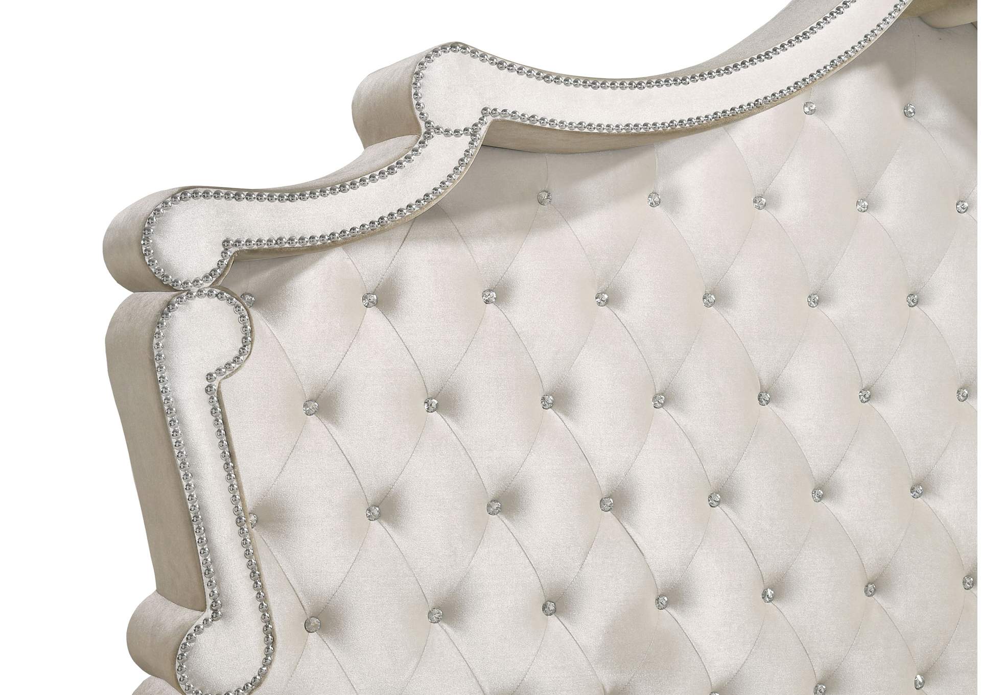 Antonella Upholstered Tufted Eastern King Bed Ivory and Camel
