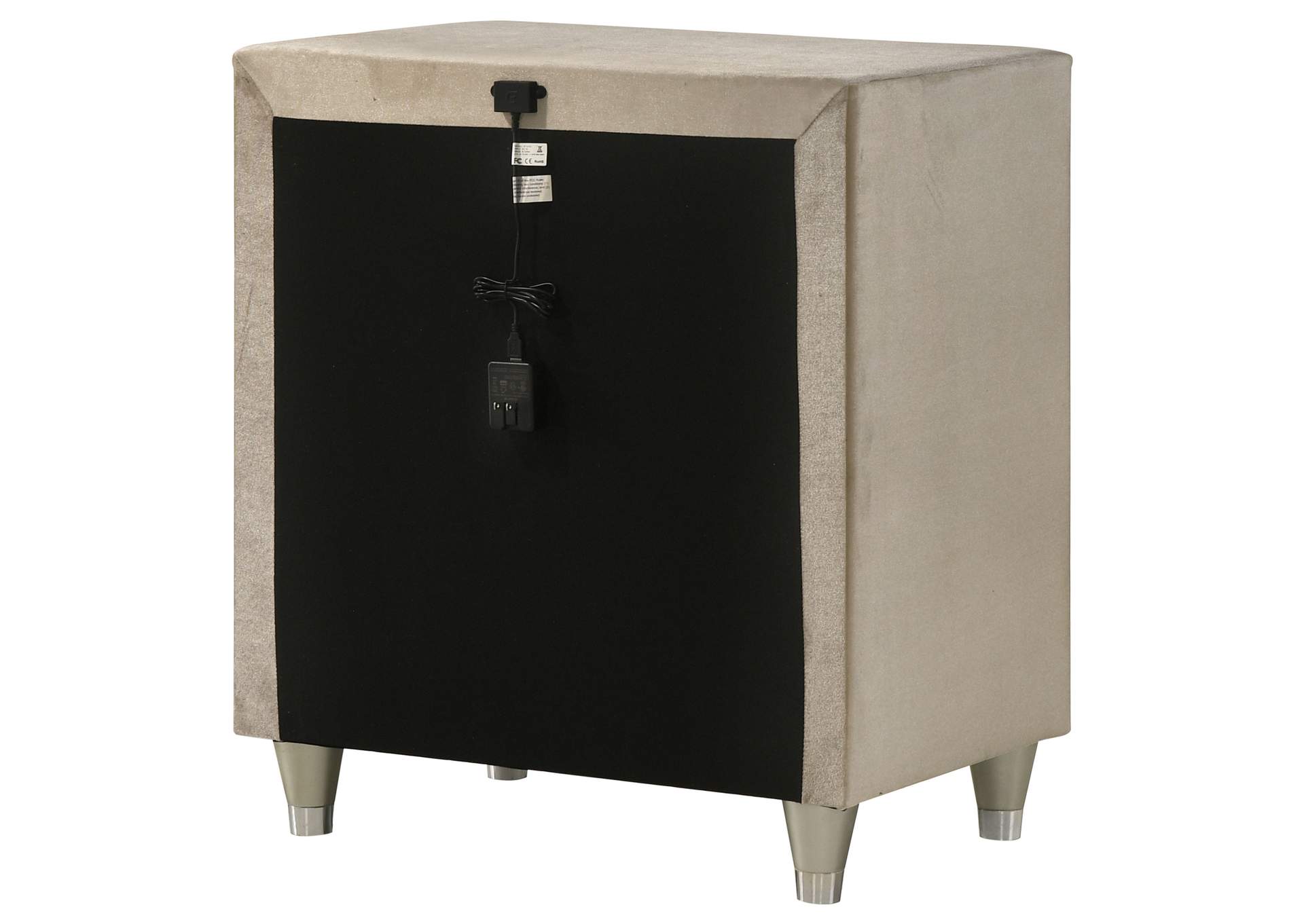 Antonella Upholstered 3-drawer Nightstand Ivory and Camel image 16