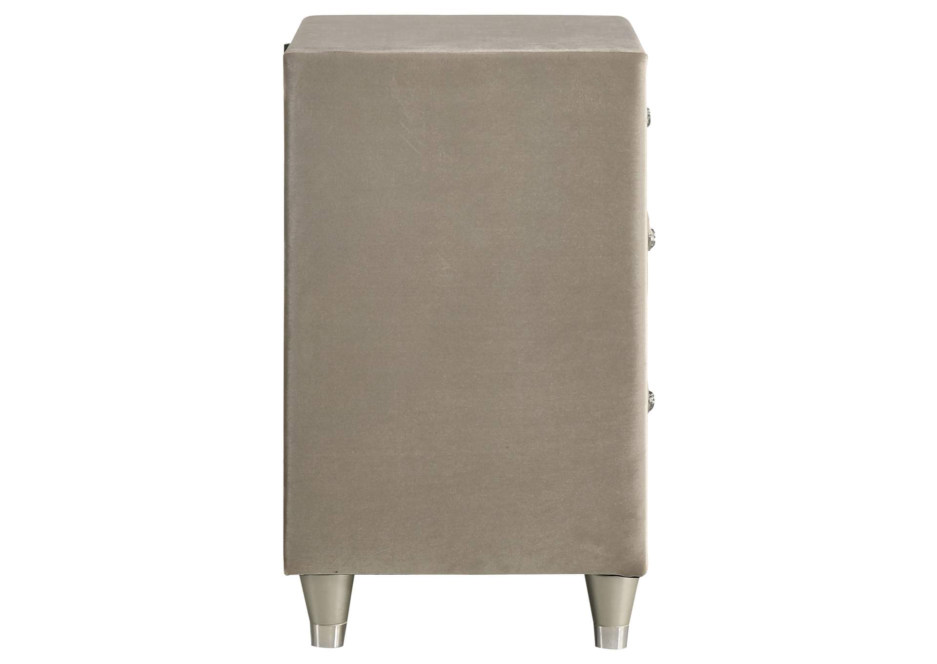 Antonella Upholstered 3-drawer Nightstand Ivory and Camel image 4