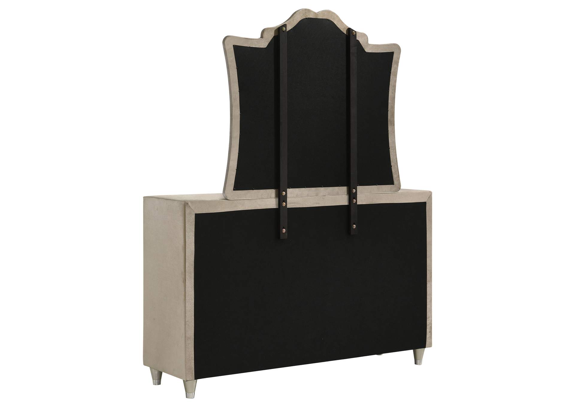 Antonella 7-drawer Upholstered Dresser with Mirror Ivory image 7