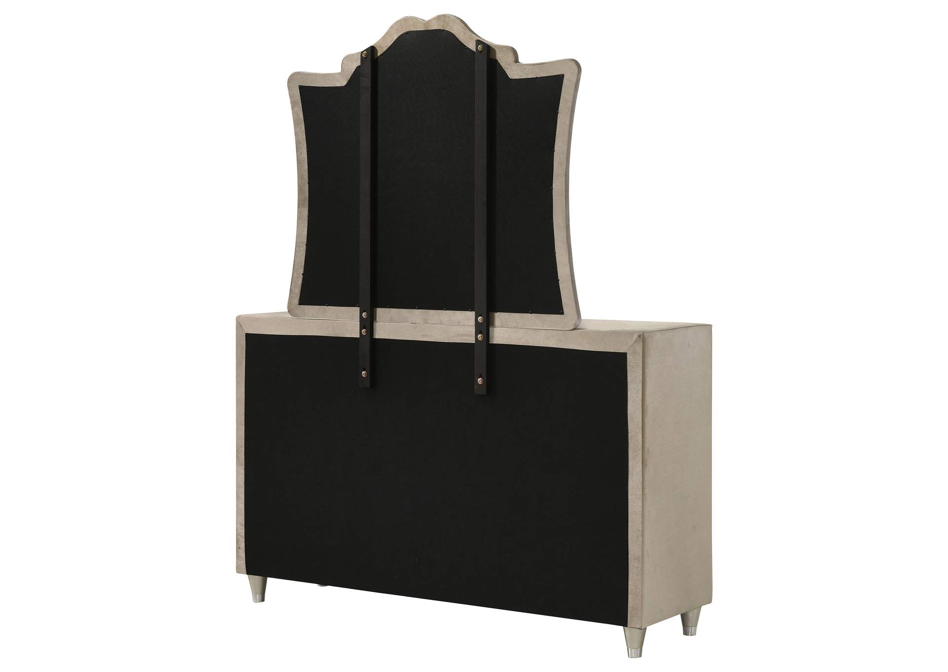Antonella 7-drawer Upholstered Dresser with Mirror Ivory image 9