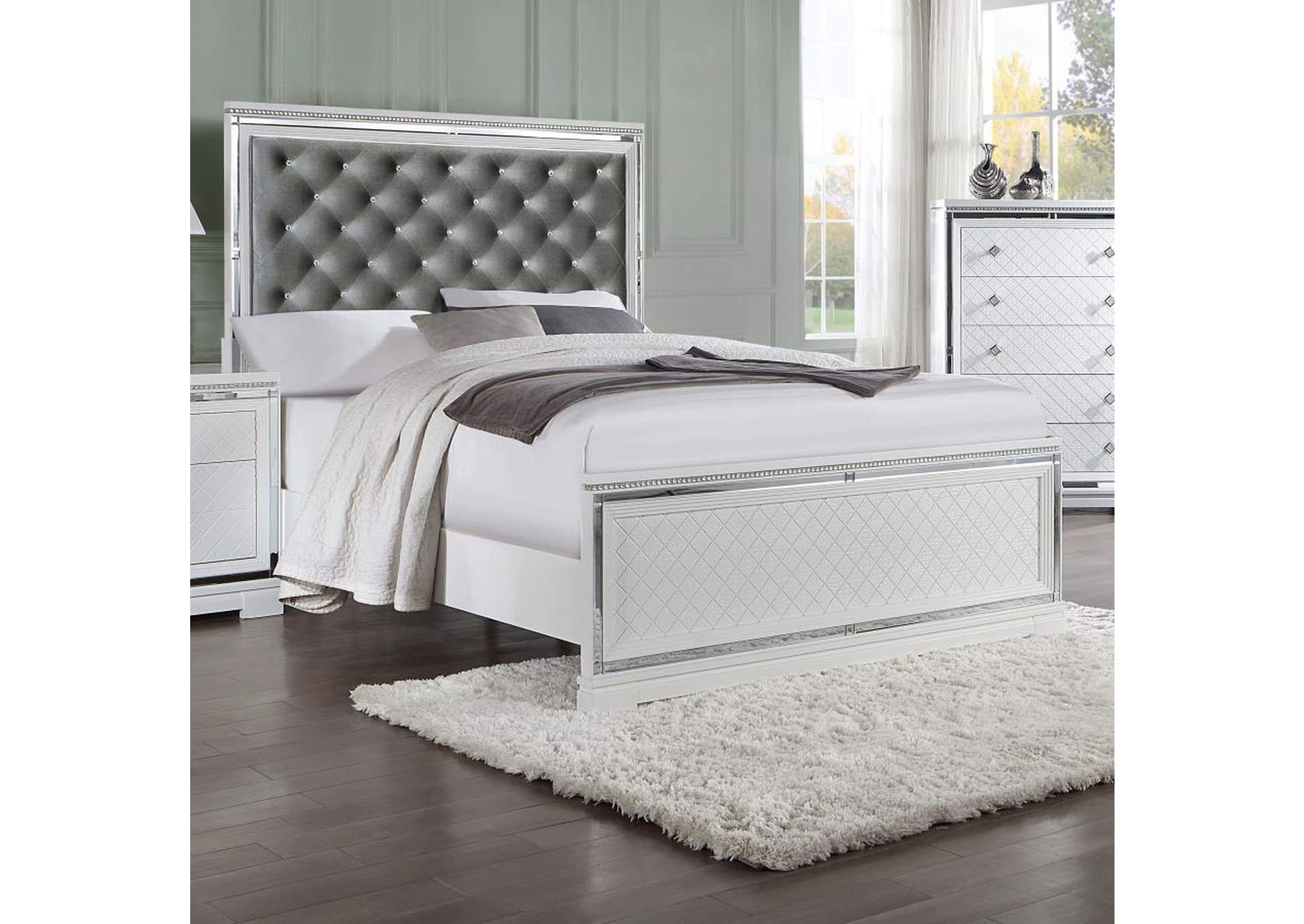 Eleanor Upholstered Tufted Bed White