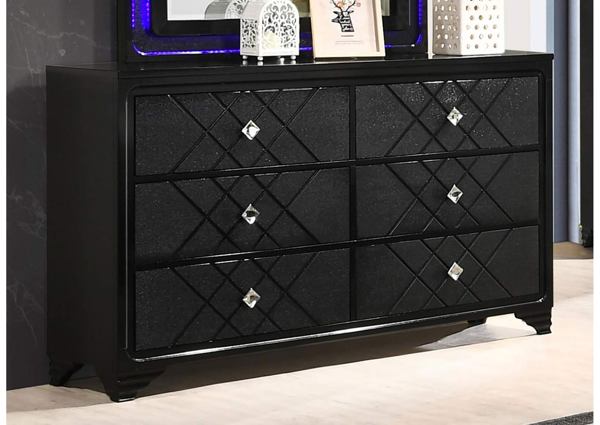 Penelope 6 drawer Dresser Black