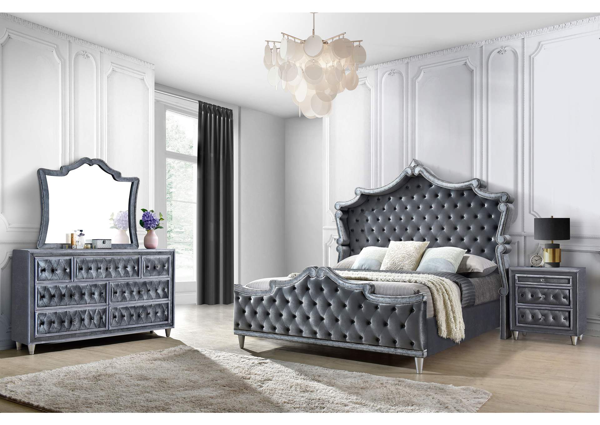 Antonella 4-piece Eastern King Bedroom Set Grey