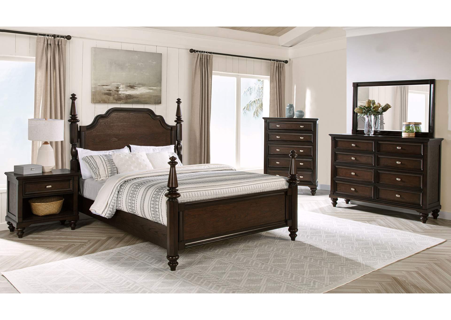 Andover 1-drawer Nightstand Bedside Table Dark Oak