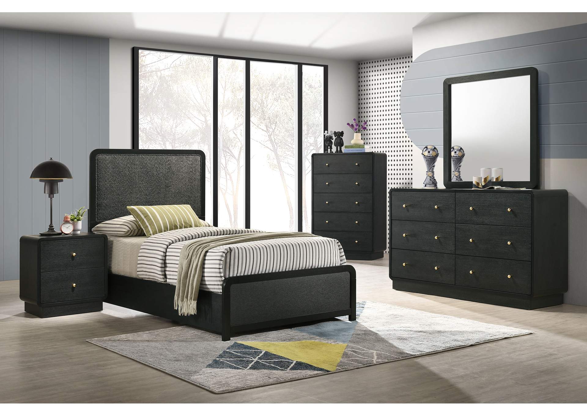 Cavelle 5-piece Twin Bedroom Set Black image 1