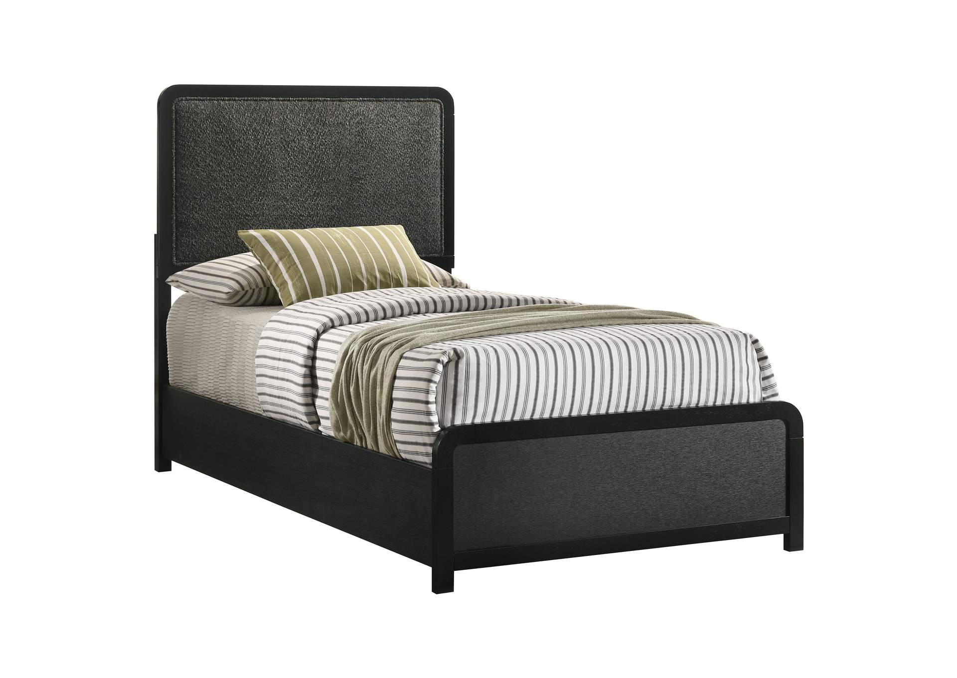 Cavelle 51-inch Upholstered Twin Panel Bed Black image 4