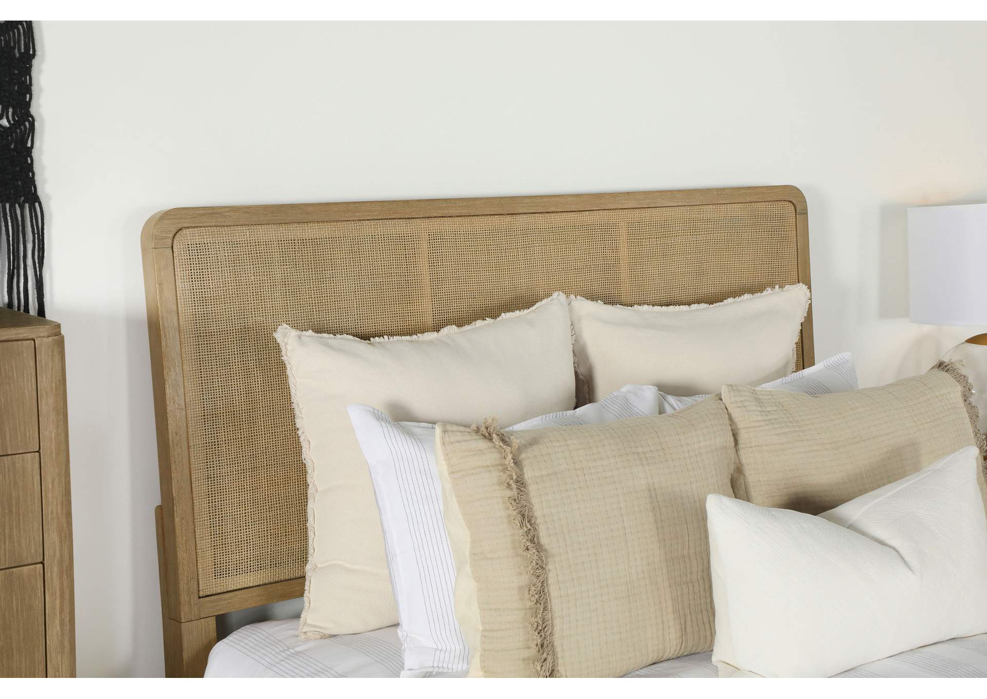 Arini Rattan California King Panel Bed Sand Wash and Natural