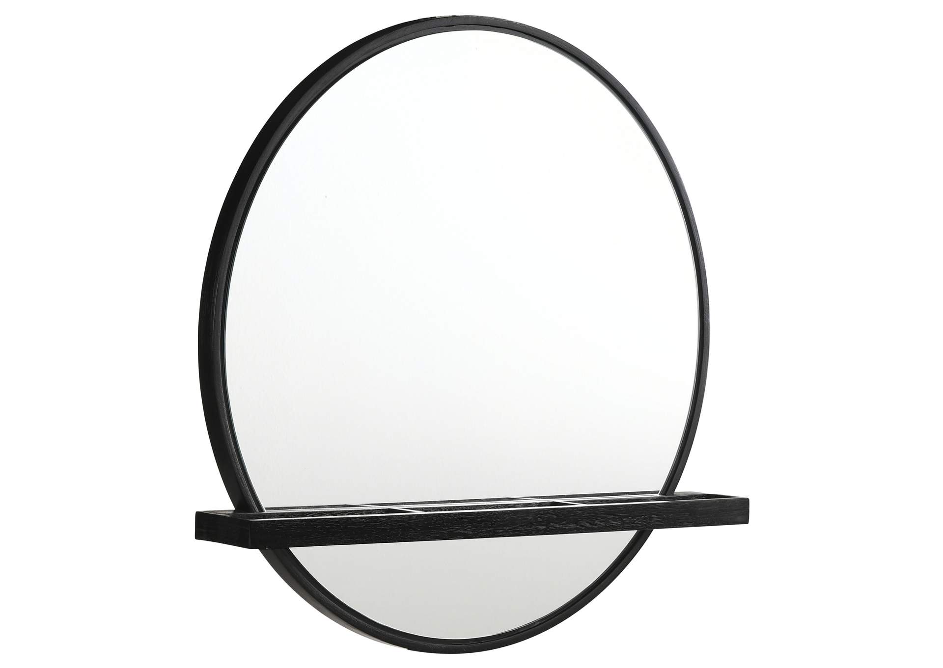 Arini Round Vanity Wall Mirror with Shelf Black