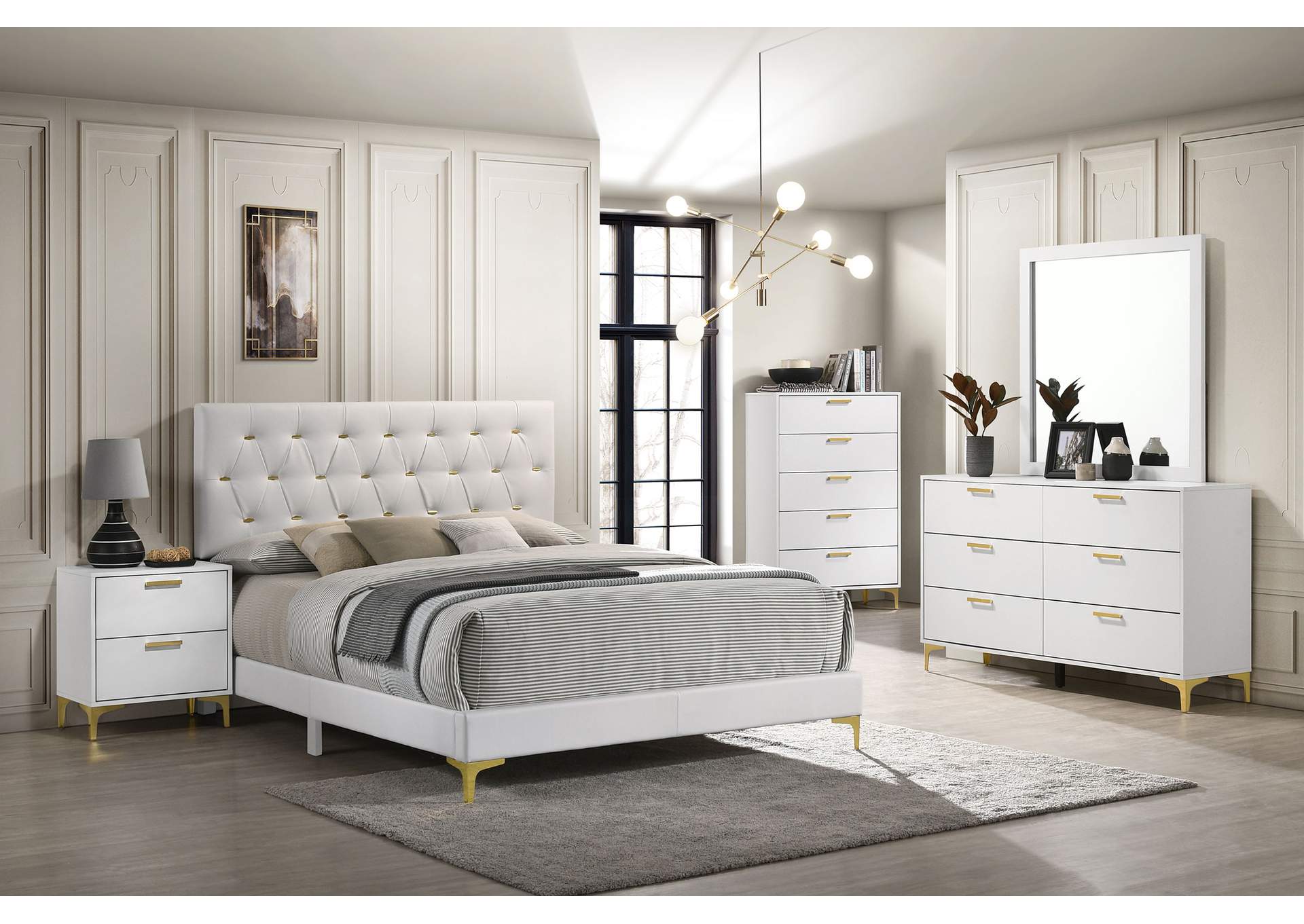 Kendall Upholstered Eastern King Panel Bed White image 11