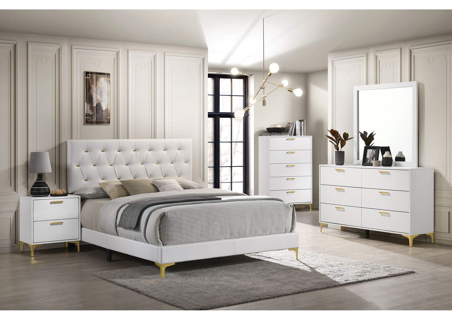 Kendall Upholstered California King Panel Bed White image 11