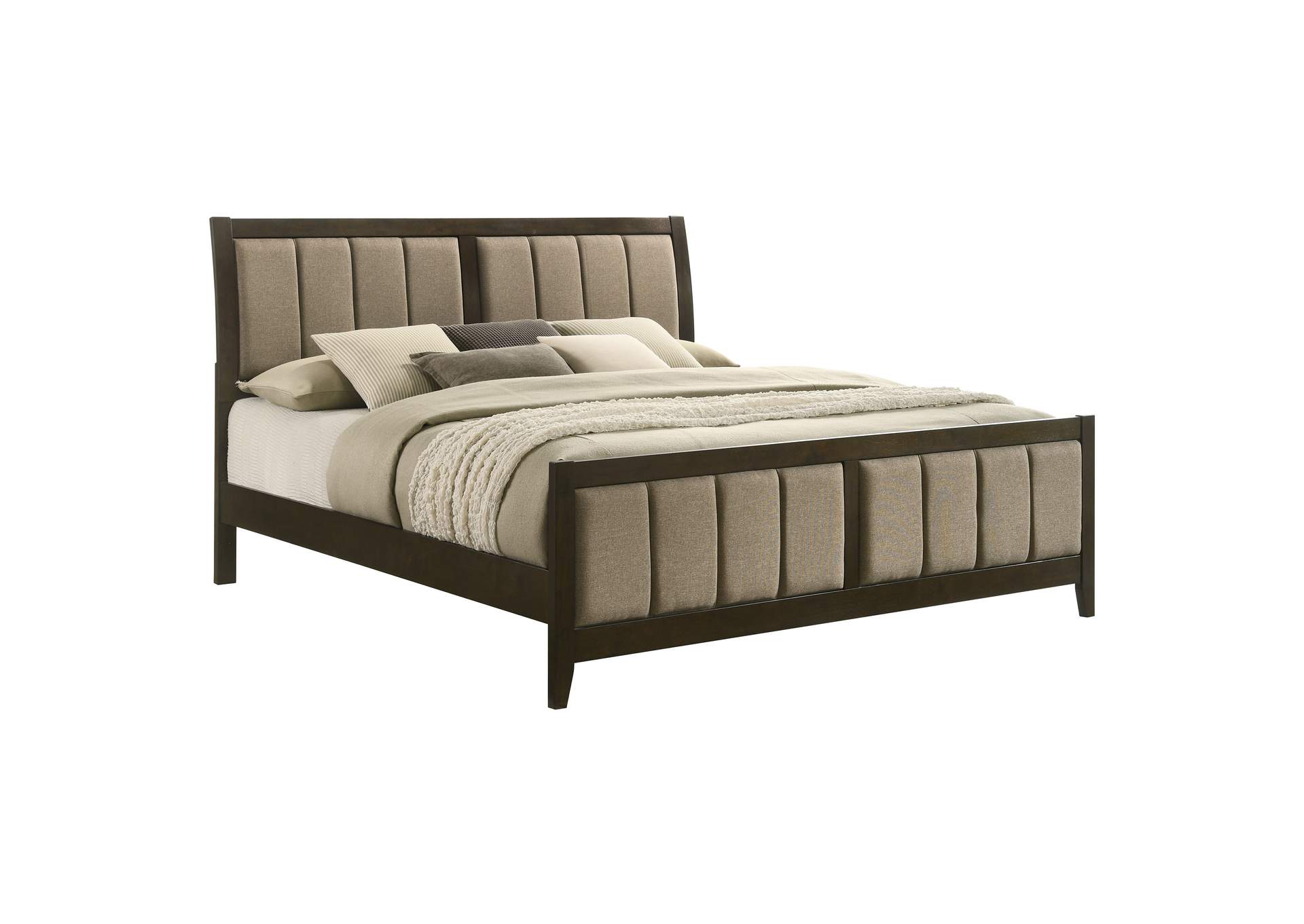 Wilkes 51-inch Upholstered California King Bed Dark Cocoa