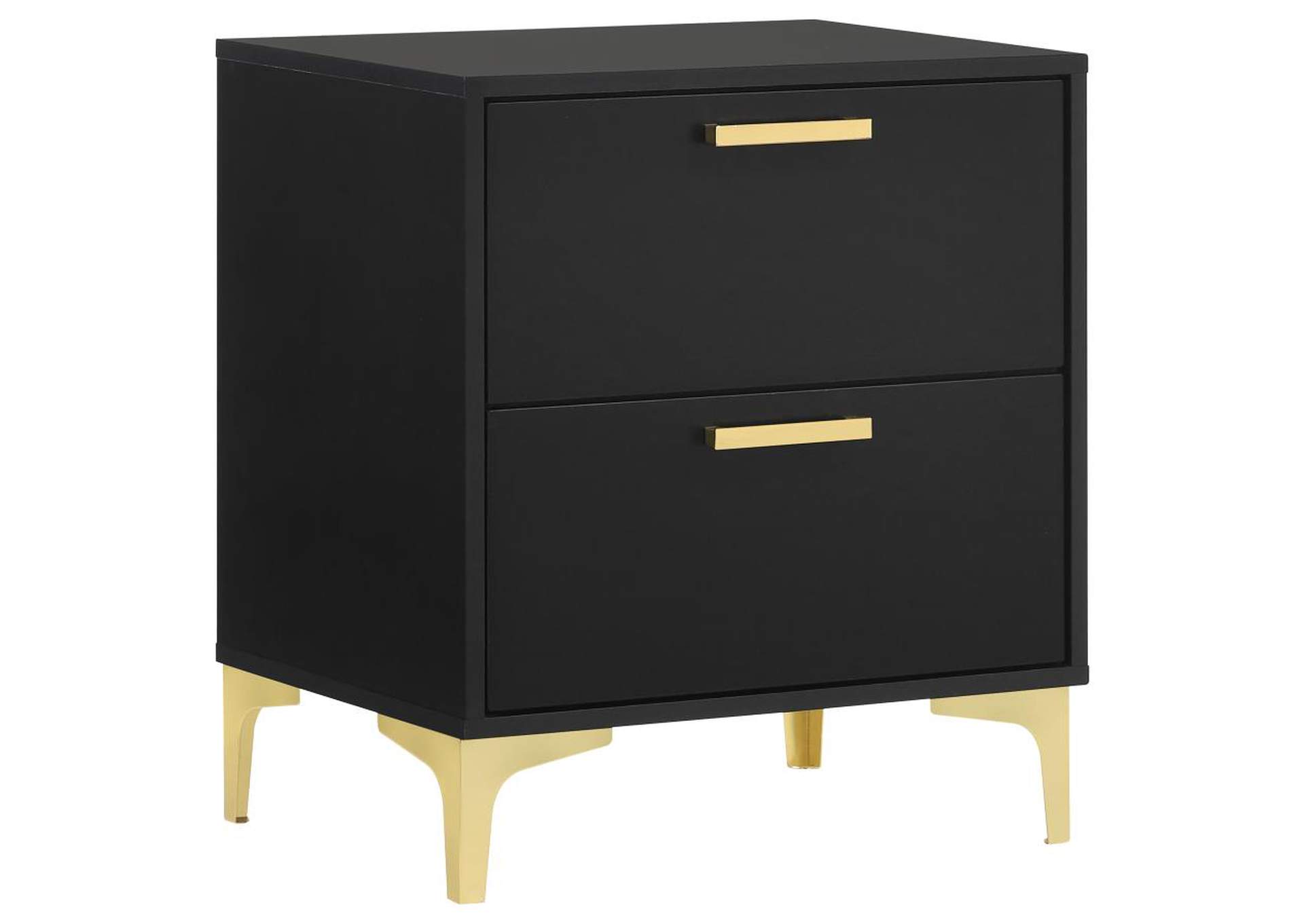 Kendall 2Drawer Nightstand Black and Gold