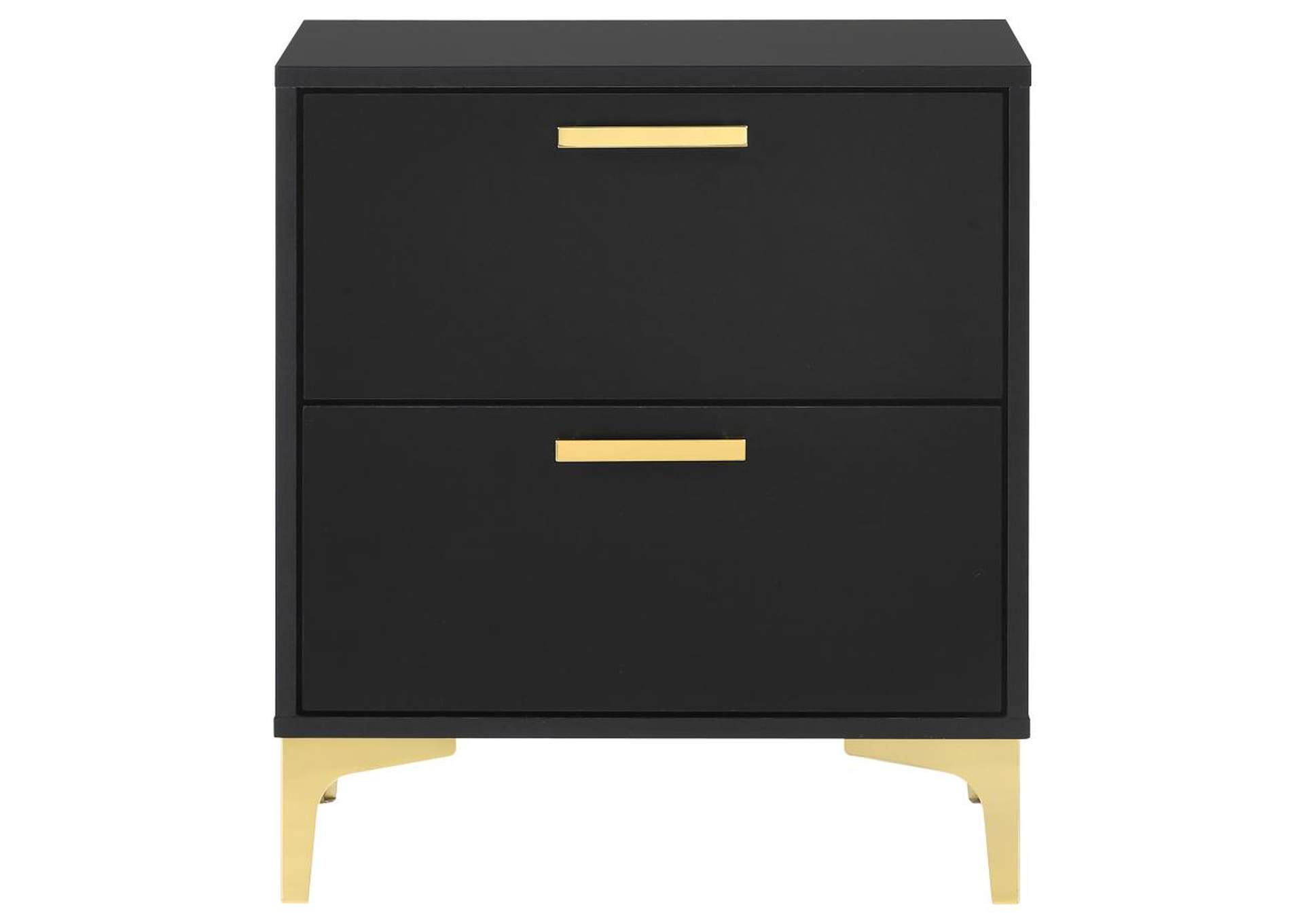 Kendall 2Drawer Nightstand Black and Gold