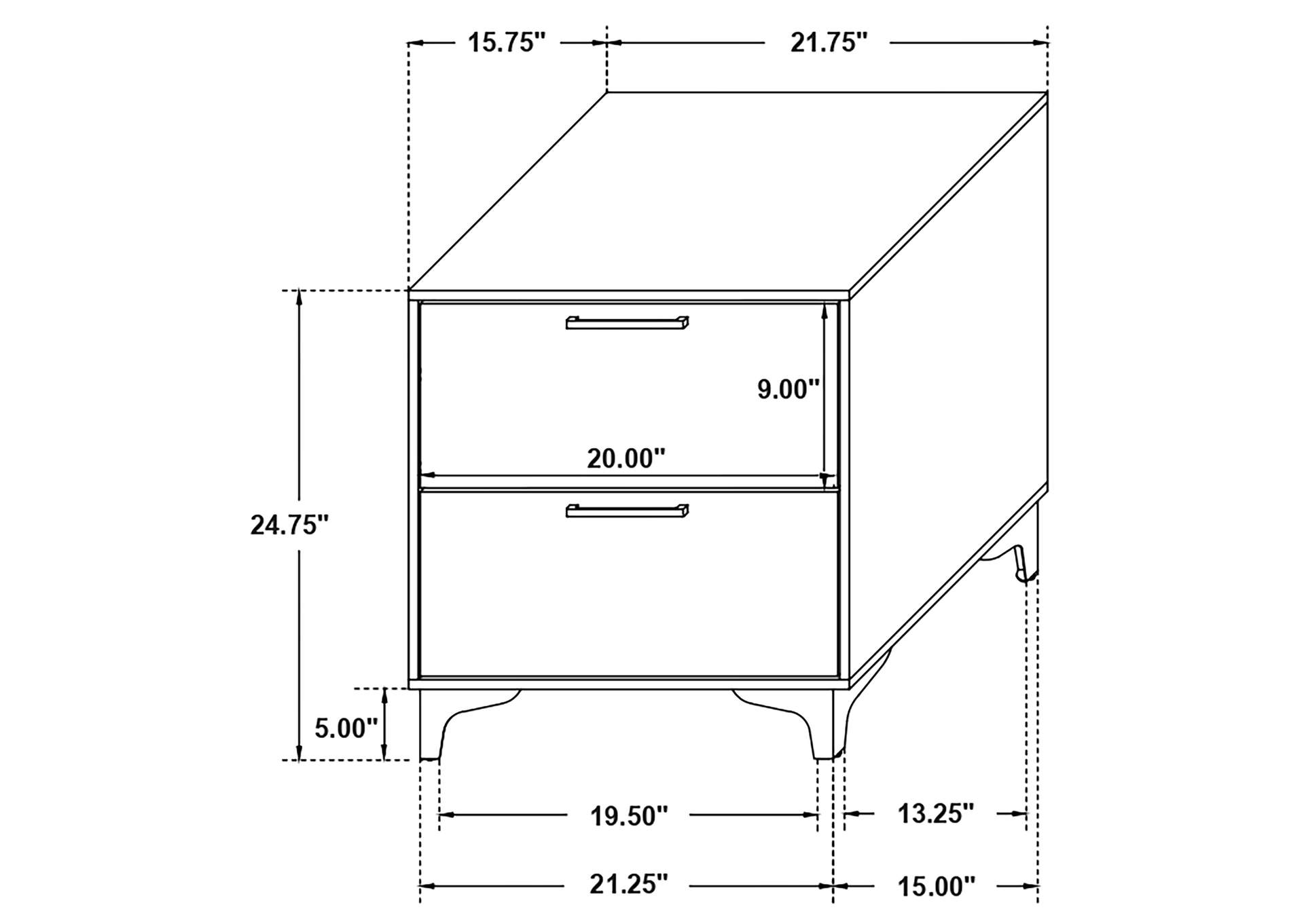 Kendall 2-drawer Nightstand Black