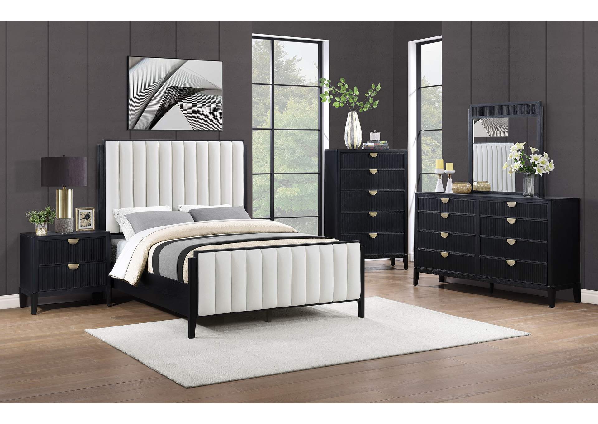 Brookmead 60-inch Upholstered Eastern King Bed Black image 13
