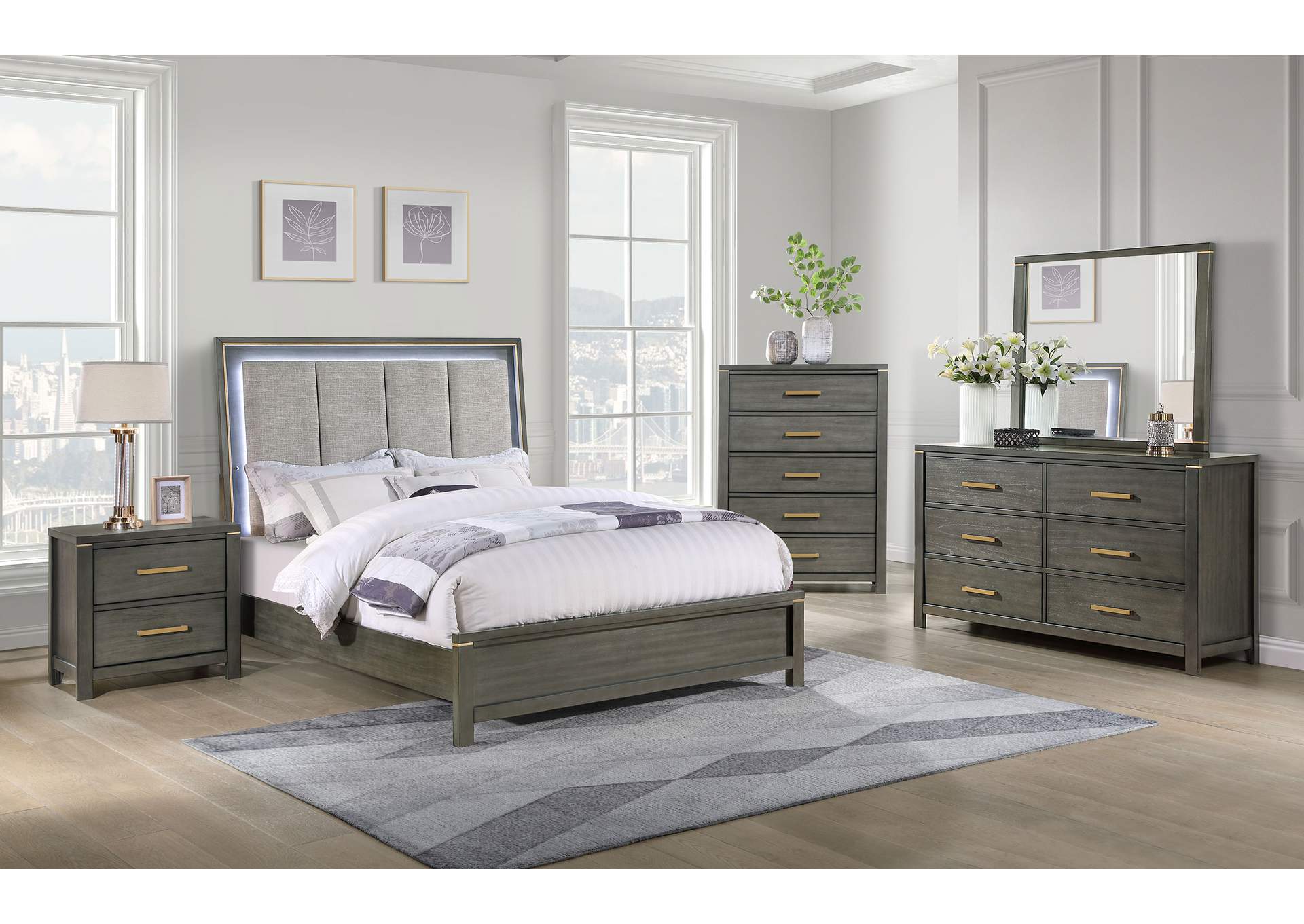 Kieran 5-drawer Bedroom Chest Grey