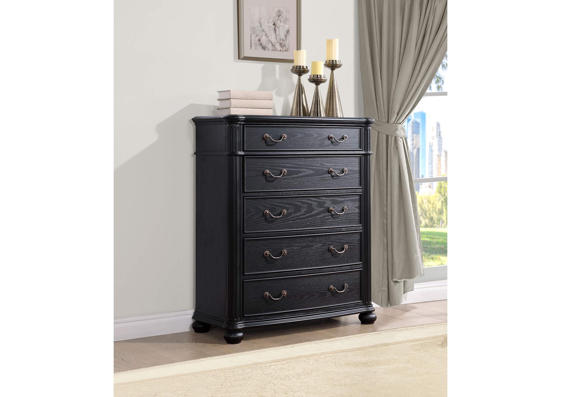 Celina 5-drawer Bedroom Chest Black